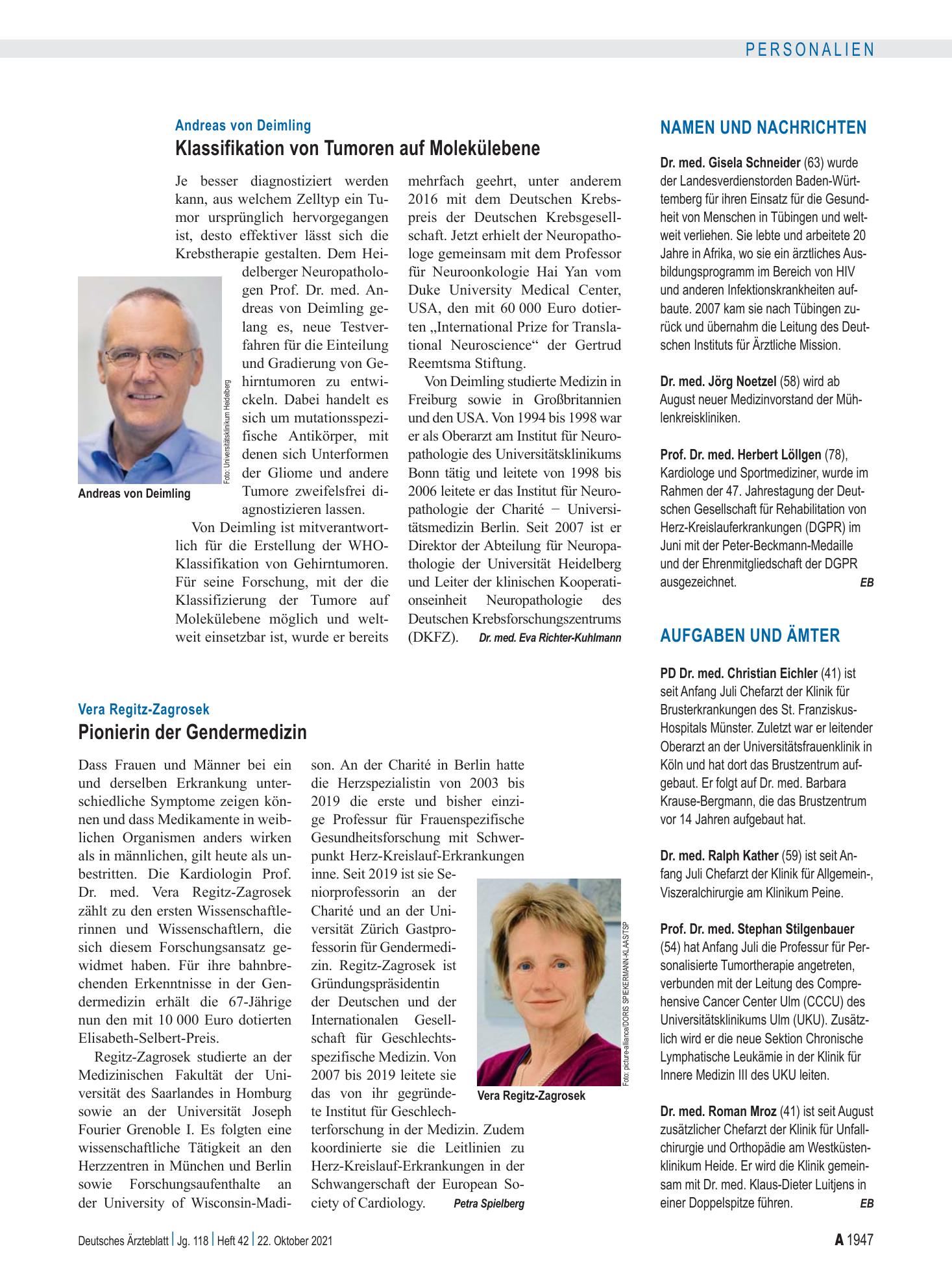 Vorschauseite 1: Aufgaben und Ämter – Deutsches Ärzteblatt