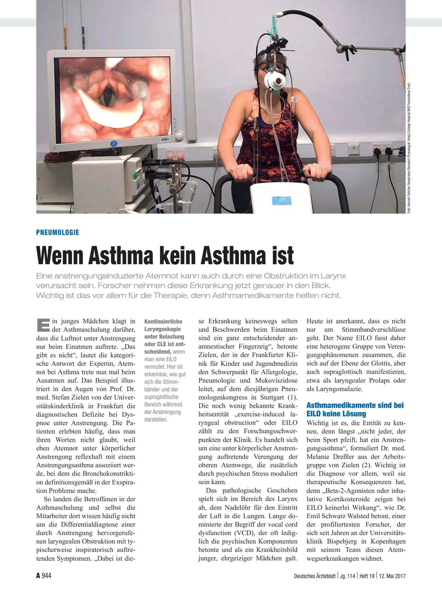 Vorschauseite 1: Pneumologie: Wenn Asthma kein Asthma ist – Deutsches Ärzteblatt