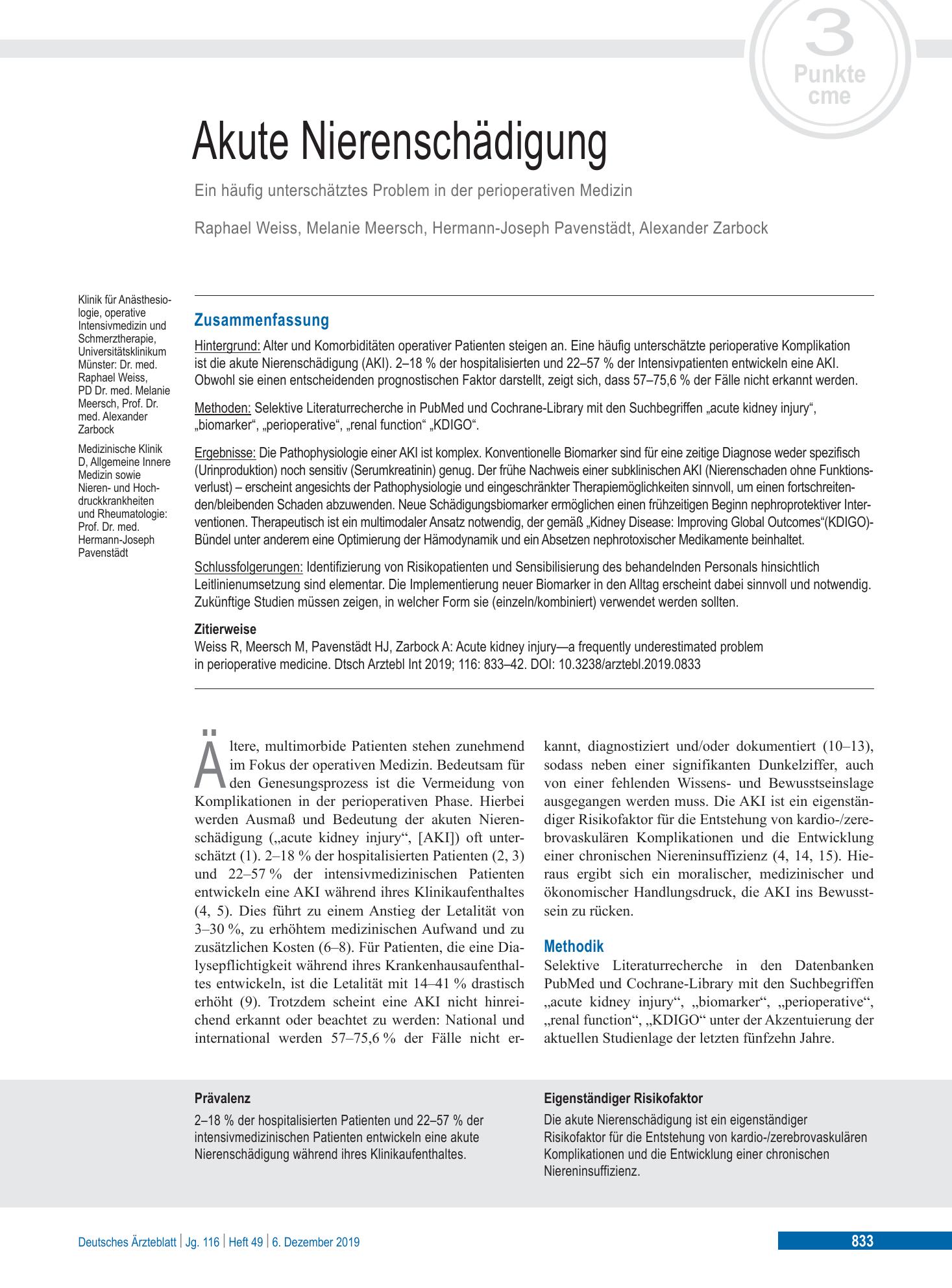 Vorschauseite 1: Akute Nierenschädigung – Deutsches Ärzteblatt