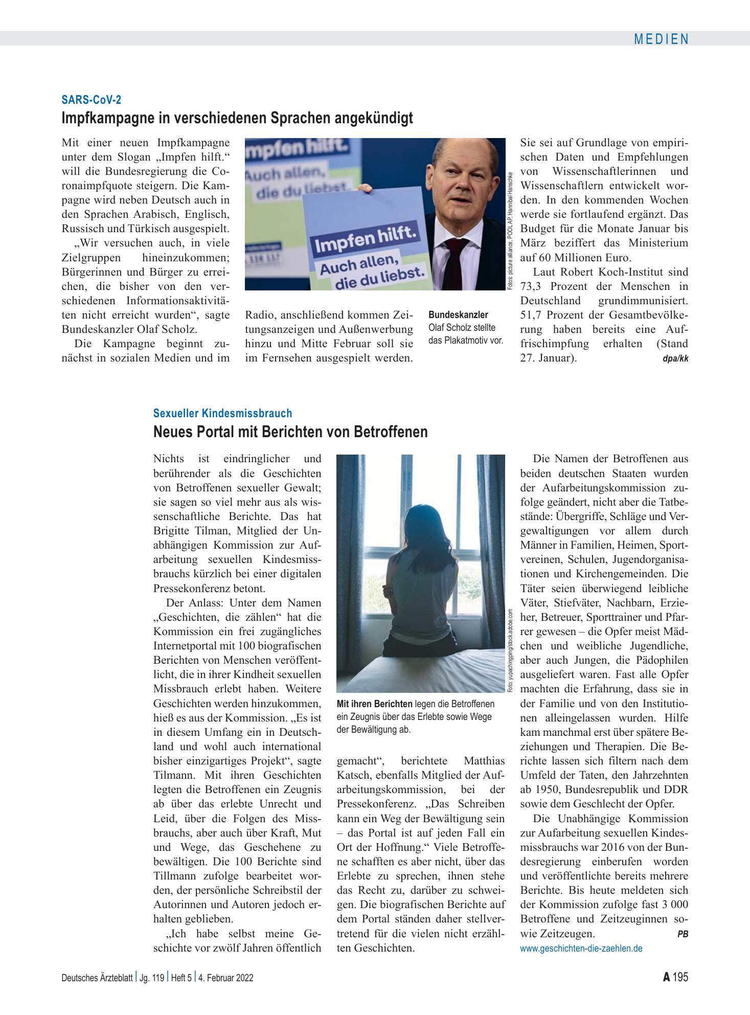 Vorschauseite 1: SARS-CoV-2: Impfkampagne in verschiedenen Sprachen angekündigt – Deutsches Ärzteblatt