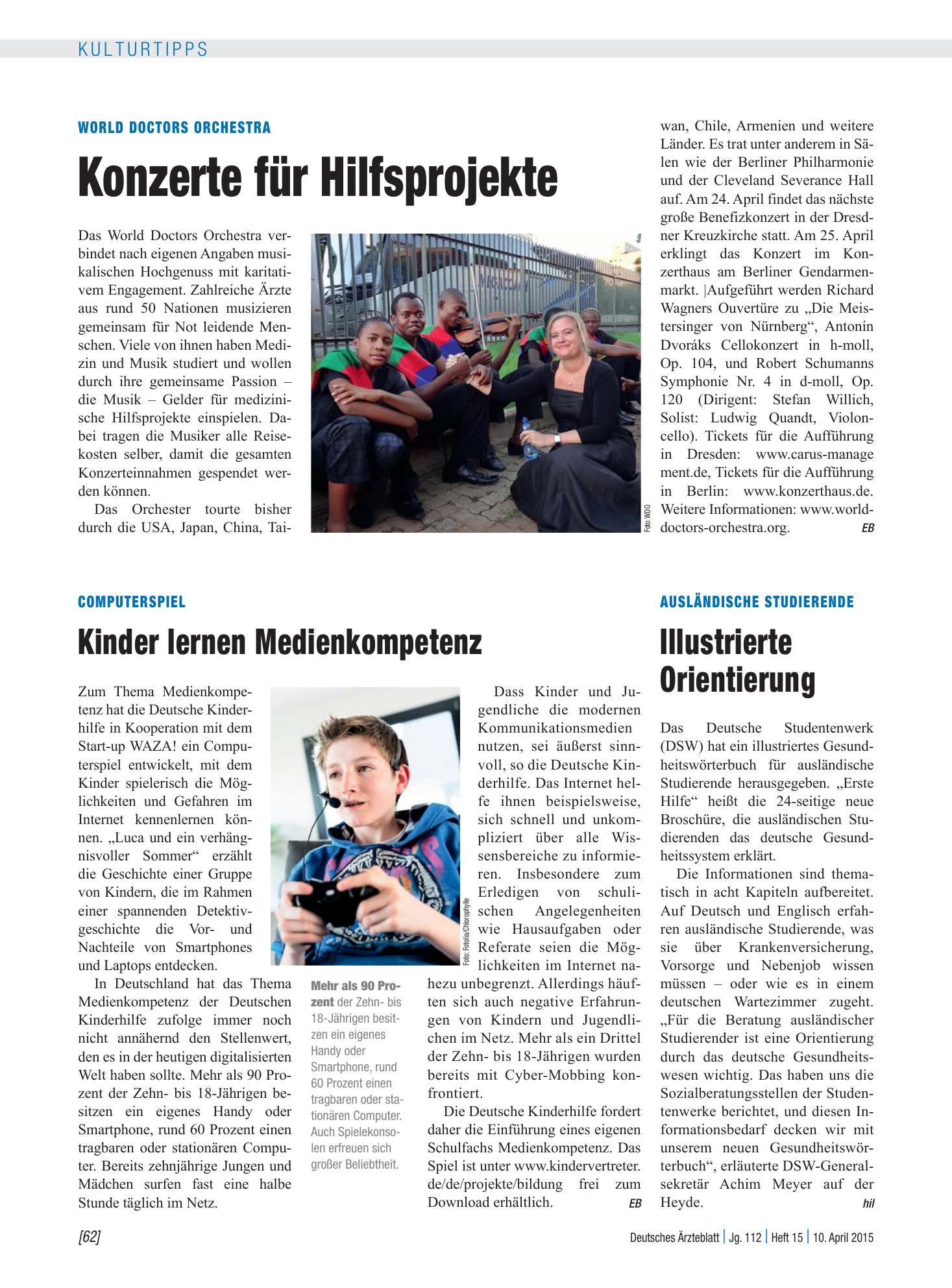 Vorschauseite 1: Computerspiel: Kinder lernen Medienkompetenz – Deutsches Ärzteblatt