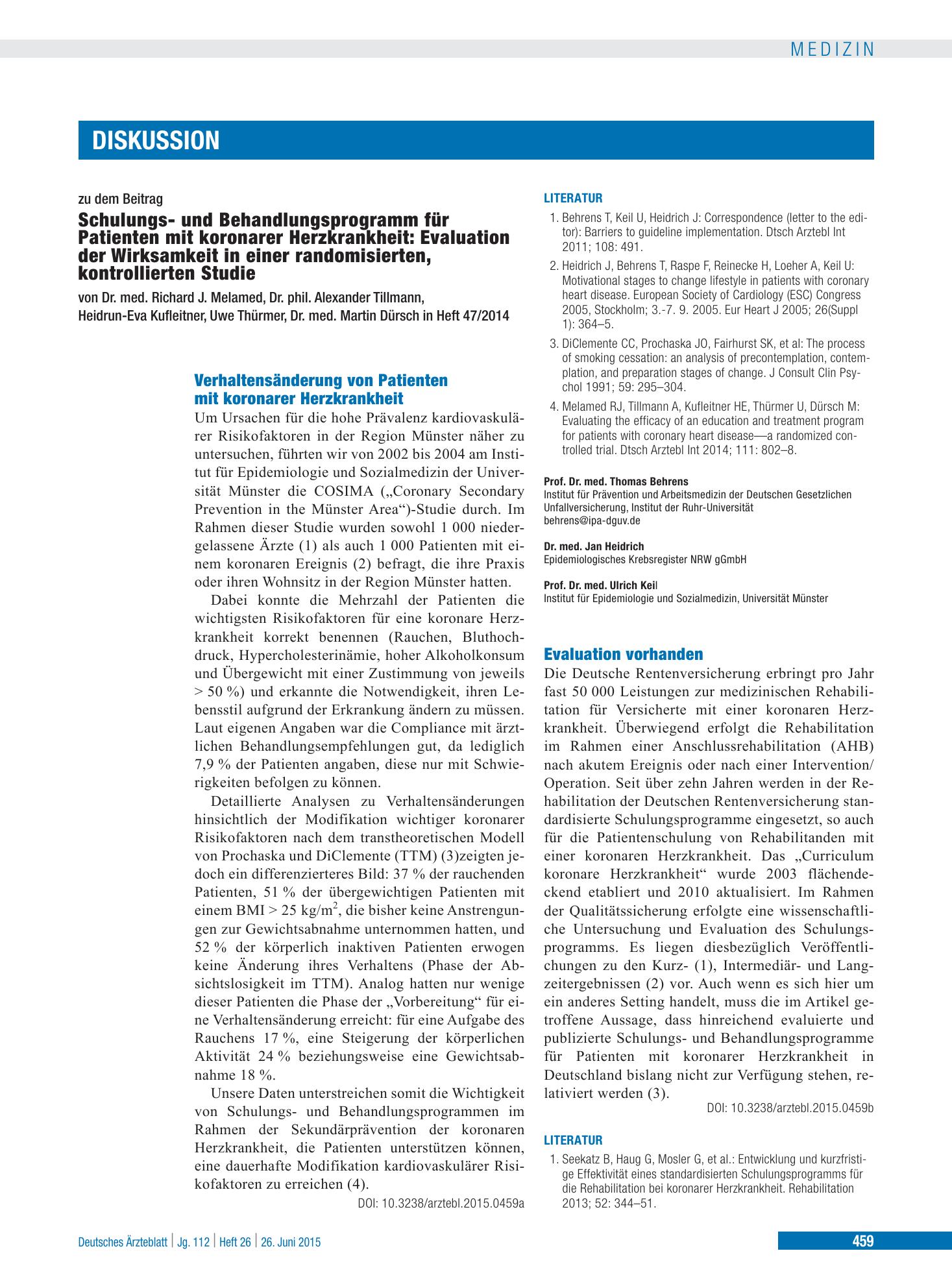 Vorschauseite 1: Evaluation vorhanden – Deutsches Ärzteblatt