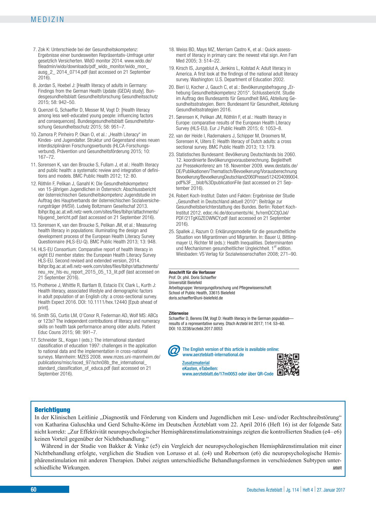 Vorschauseite 1: Berichtigung – Deutsches Ärzteblatt