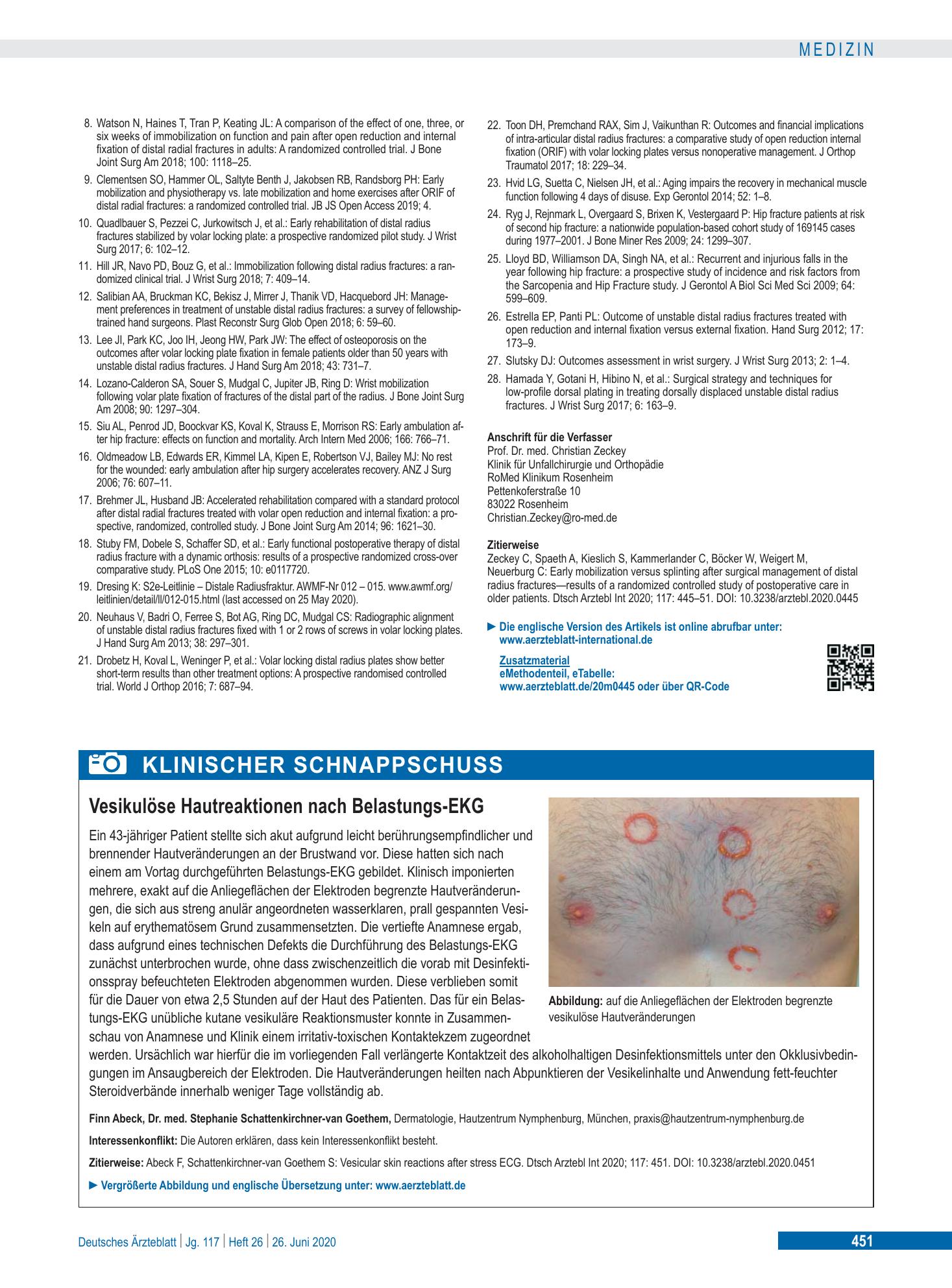 Vorschauseite 1: Vesikulöse Hautreaktionen nach Belastungs-EKG – Deutsches Ärzteblatt
