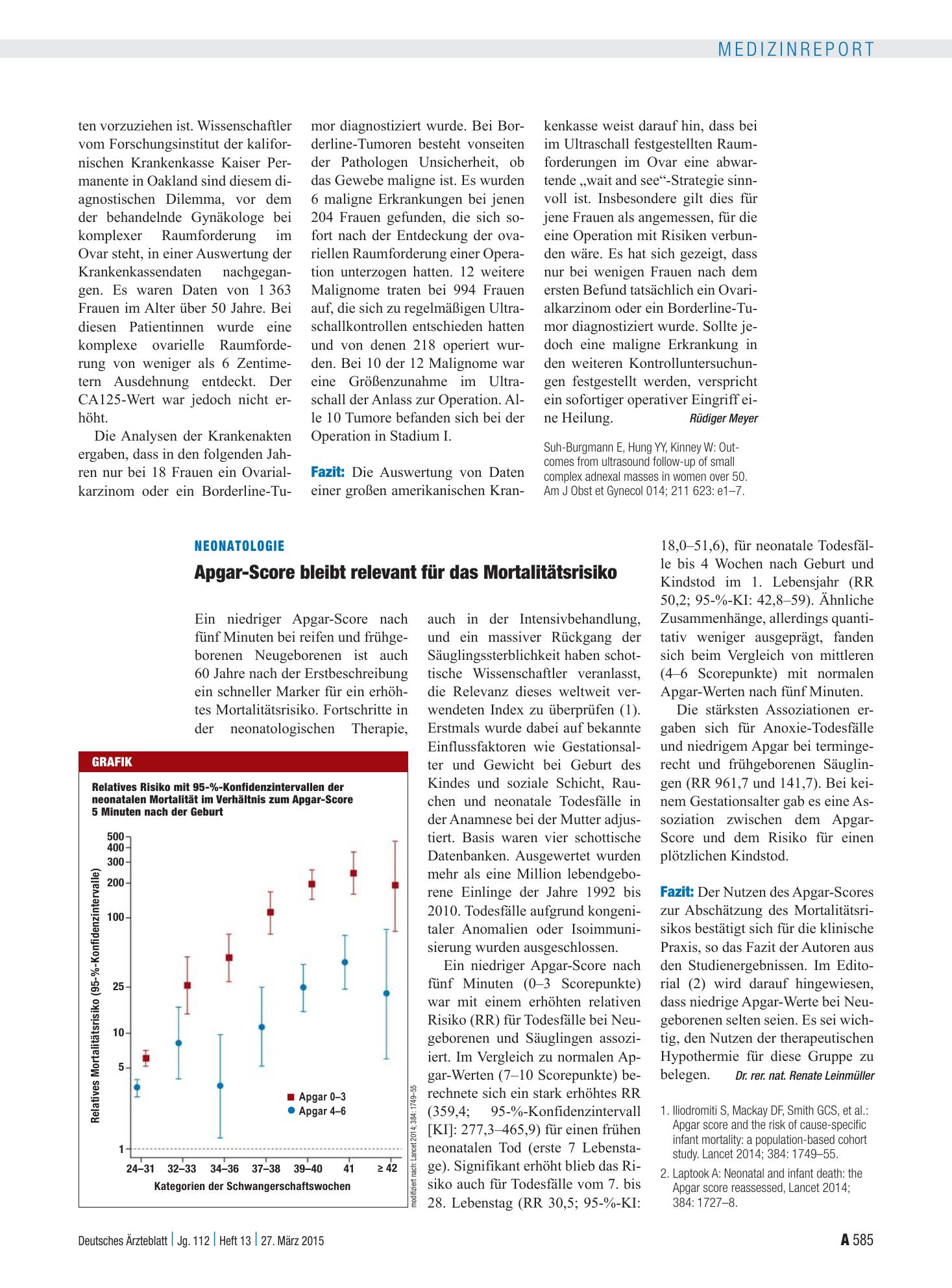 Vorschauseite 1: Neonatologie: Apgar-Score bleibt relevant für das Mortalitätsrisiko – Deutsches Ärzteblatt