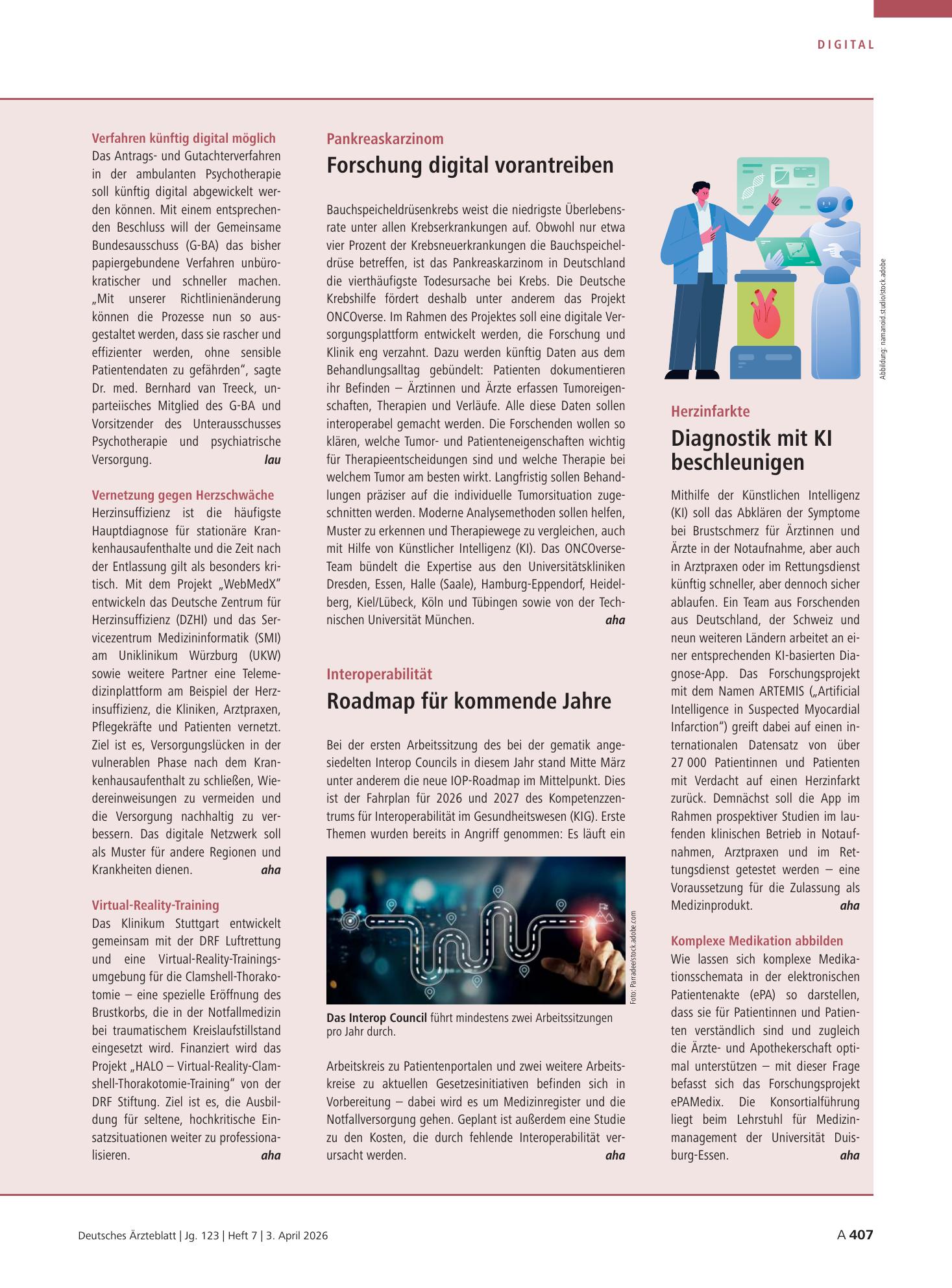 Vorschauseite 1: Interoperabilität: Roadmap für kommende Jahre – Deutsches Ärzteblatt