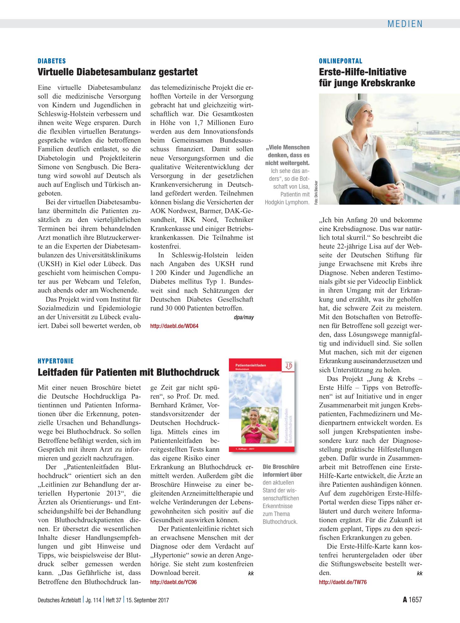 Vorschauseite 1: Hypertonie: Leitfaden für Patienten mit Bluthochdruck – Deutsches Ärzteblatt