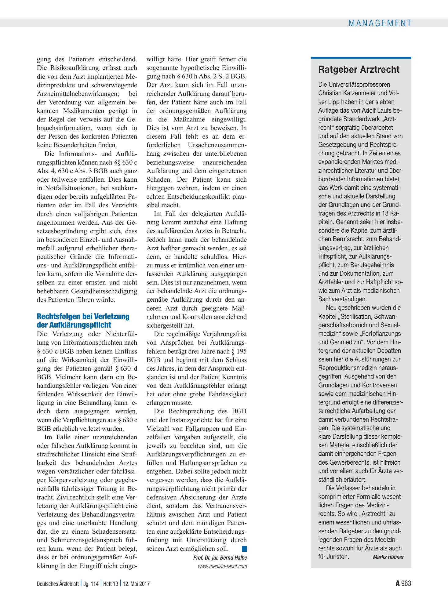 Vorschauseite 1: Ratgeber Arztrecht – Deutsches Ärzteblatt