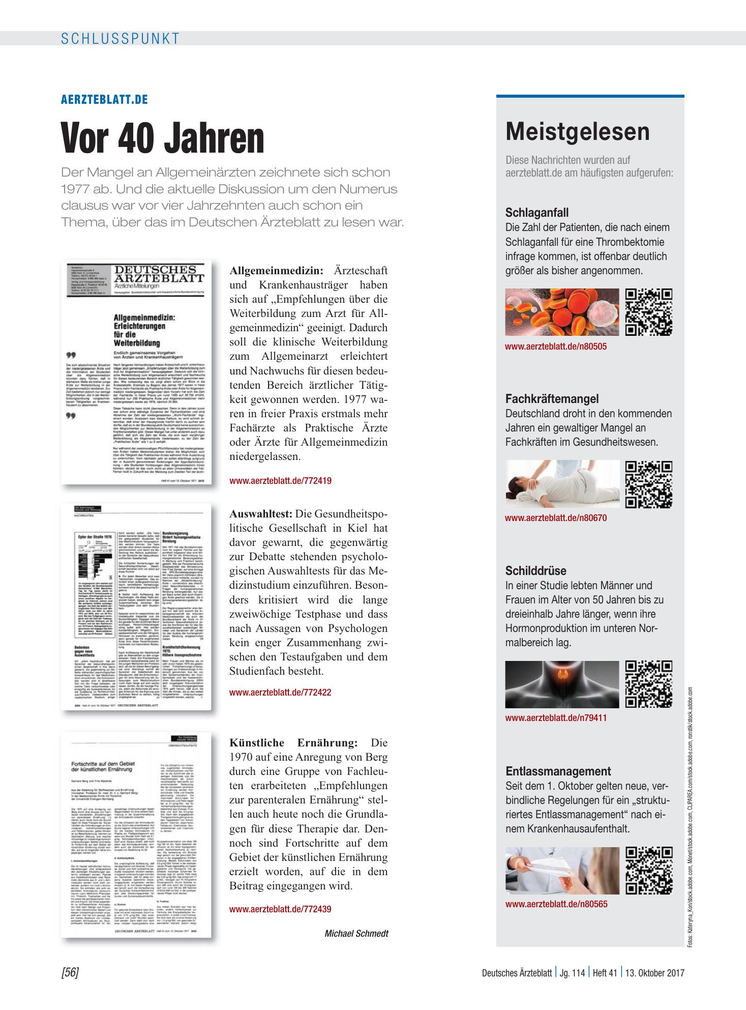 Vorschauseite 1: Meistgelesen – Deutsches Ärzteblatt