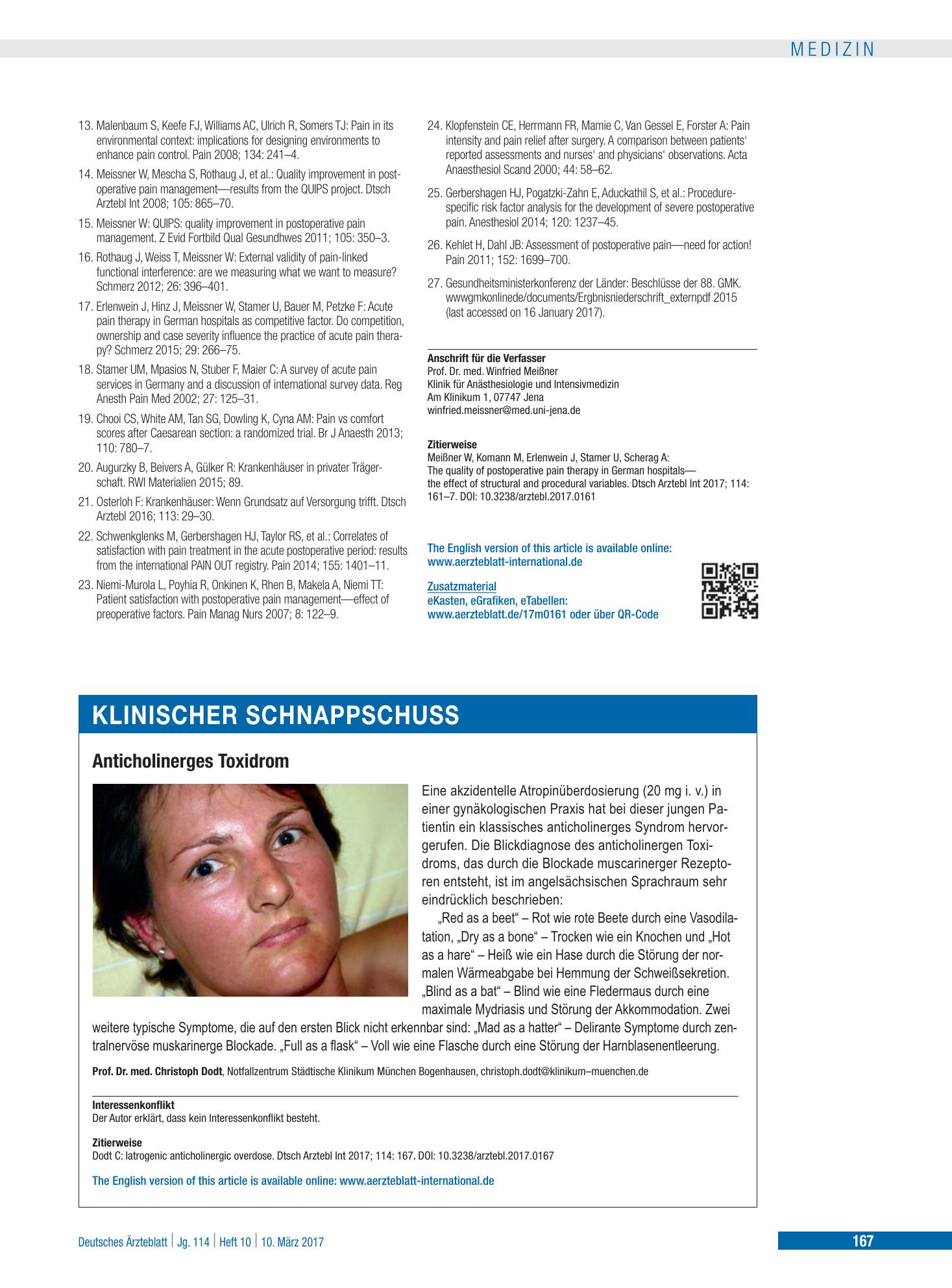 Vorschauseite 1: Anticholinerges Toxidrom – Deutsches Ärzteblatt