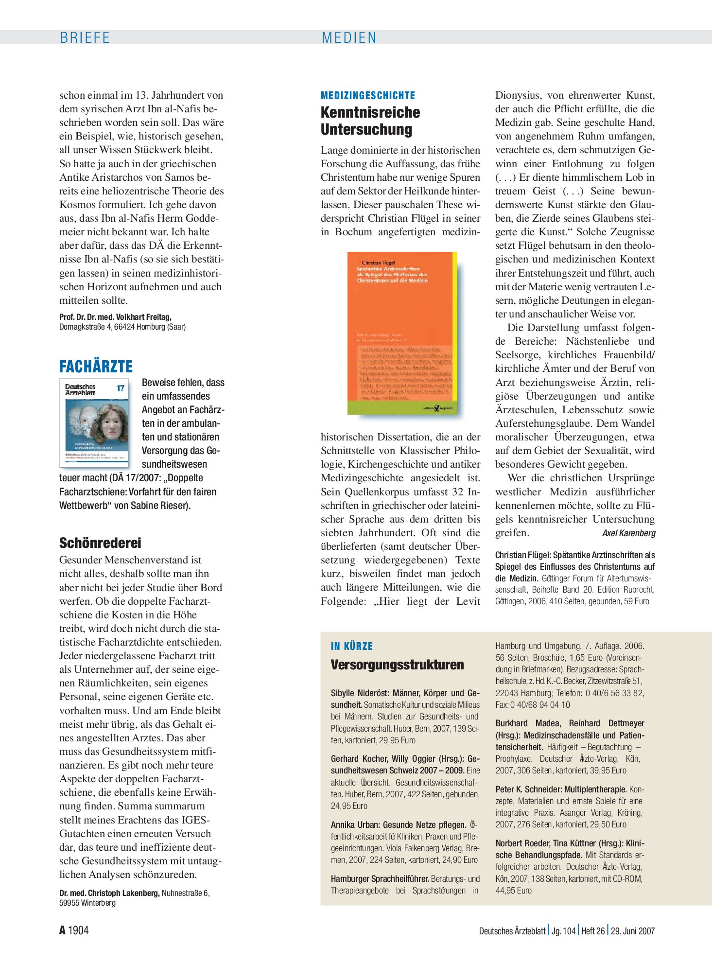 Vorschauseite 1: In Kürze: Versorgungsstrukturen – Deutsches Ärzteblatt