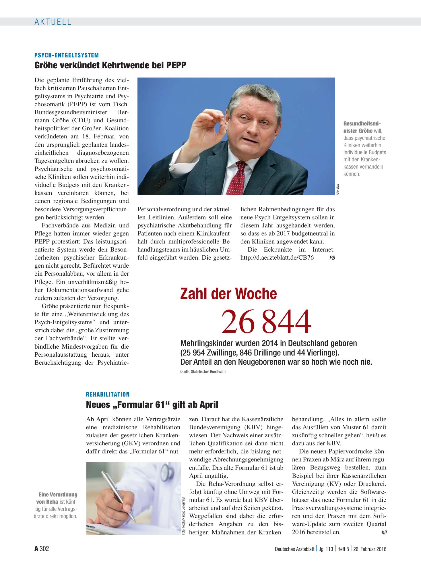Vorschauseite 1: Zahl der Woche 26 844 – Deutsches Ärzteblatt