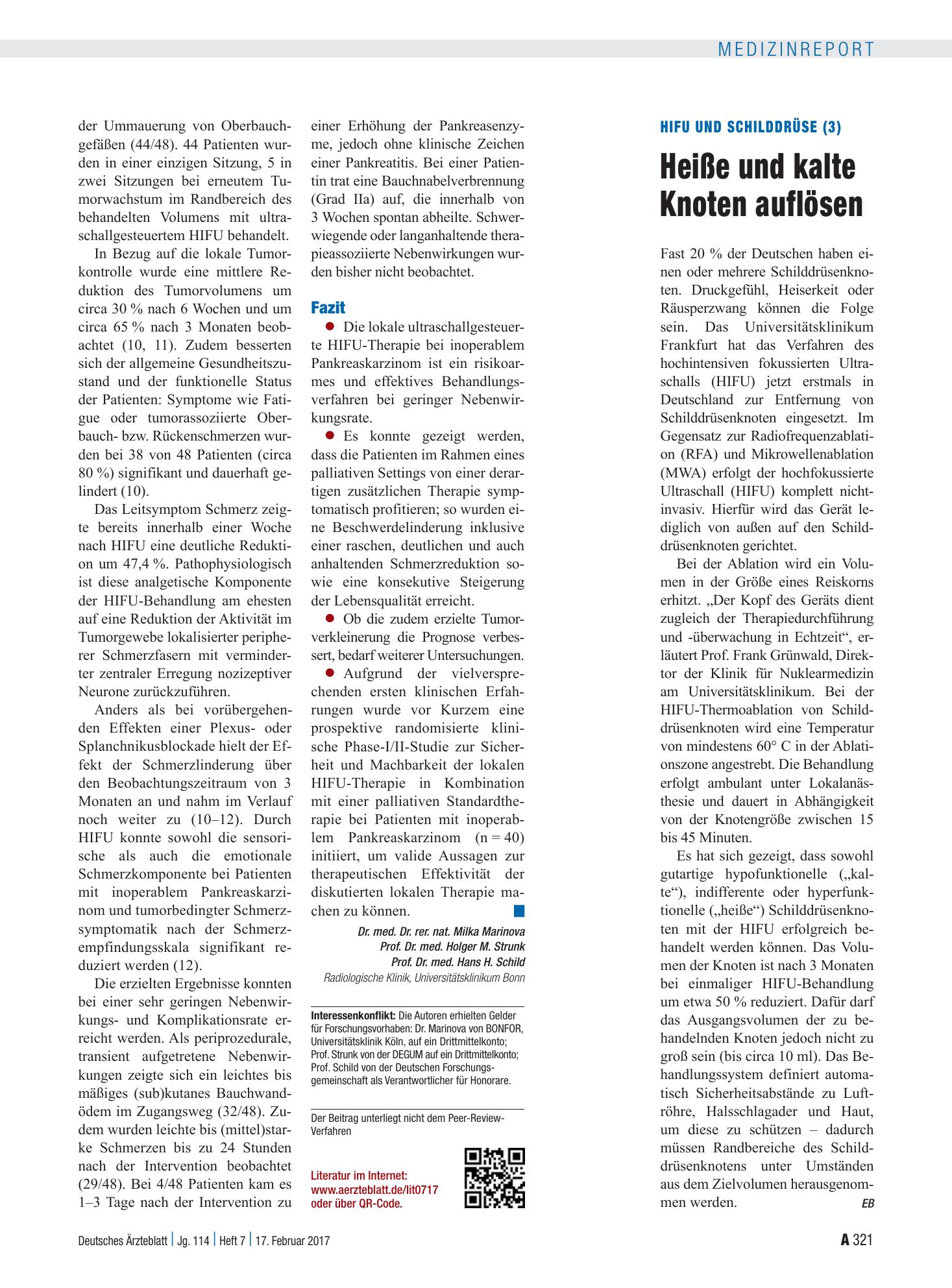 Vorschauseite 1: HIFU und Schilddrüse (3): Heiße und kalte Knoten auflösen – Deutsches Ärzteblatt