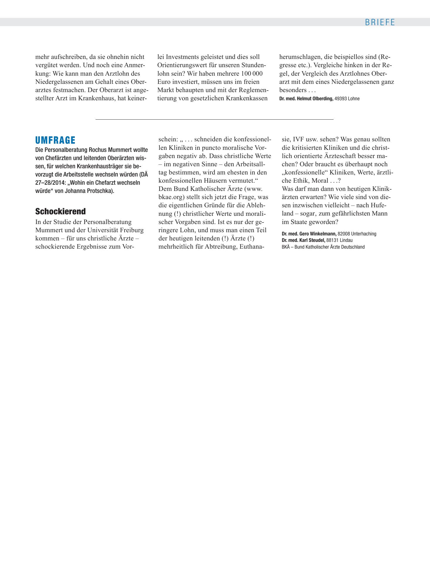 Vorschauseite 1: Umfrage: Schockierend – Deutsches Ärzteblatt