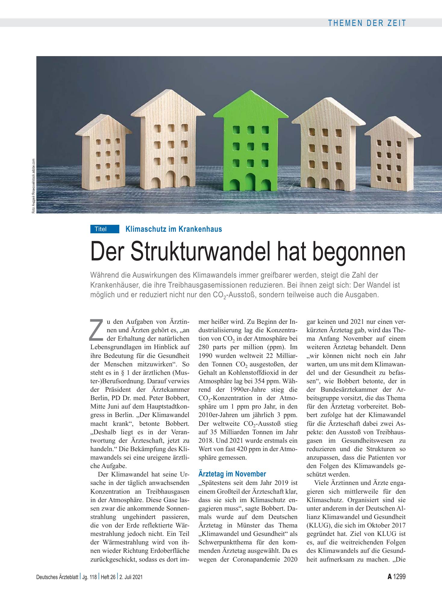 Vorschauseite 1: Klimaschutz im Krankenhaus: Der Strukturwandel hat begonnen – Deutsches Ärzteblatt