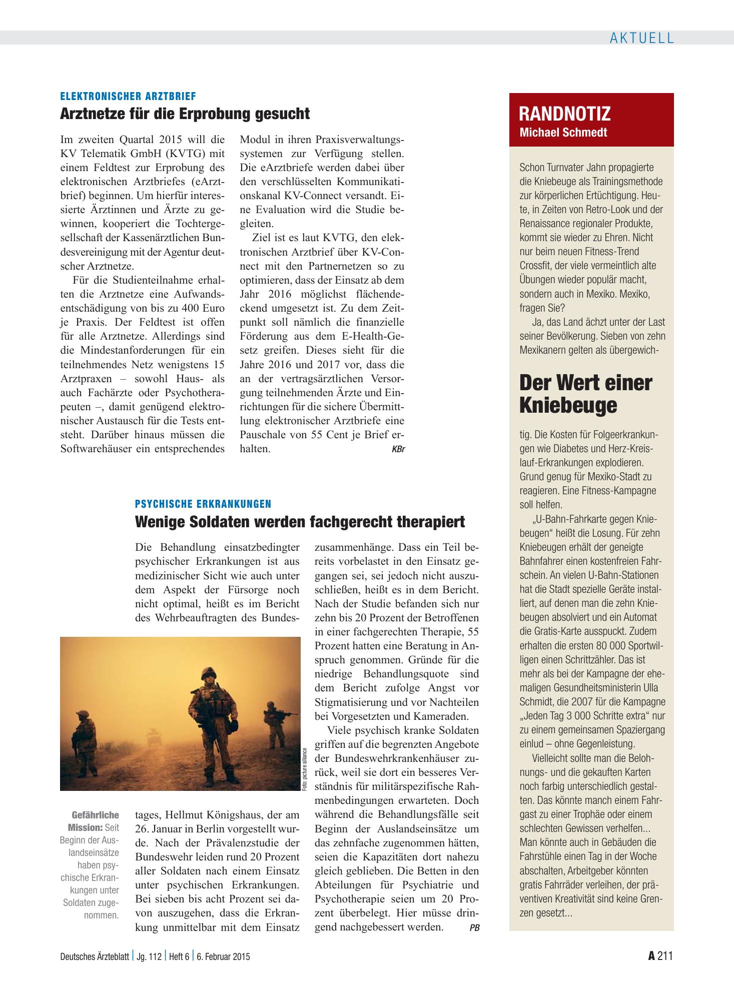 Vorschauseite 1: Randnotiz: Der Wert einer Kniebeuge – Deutsches Ärzteblatt