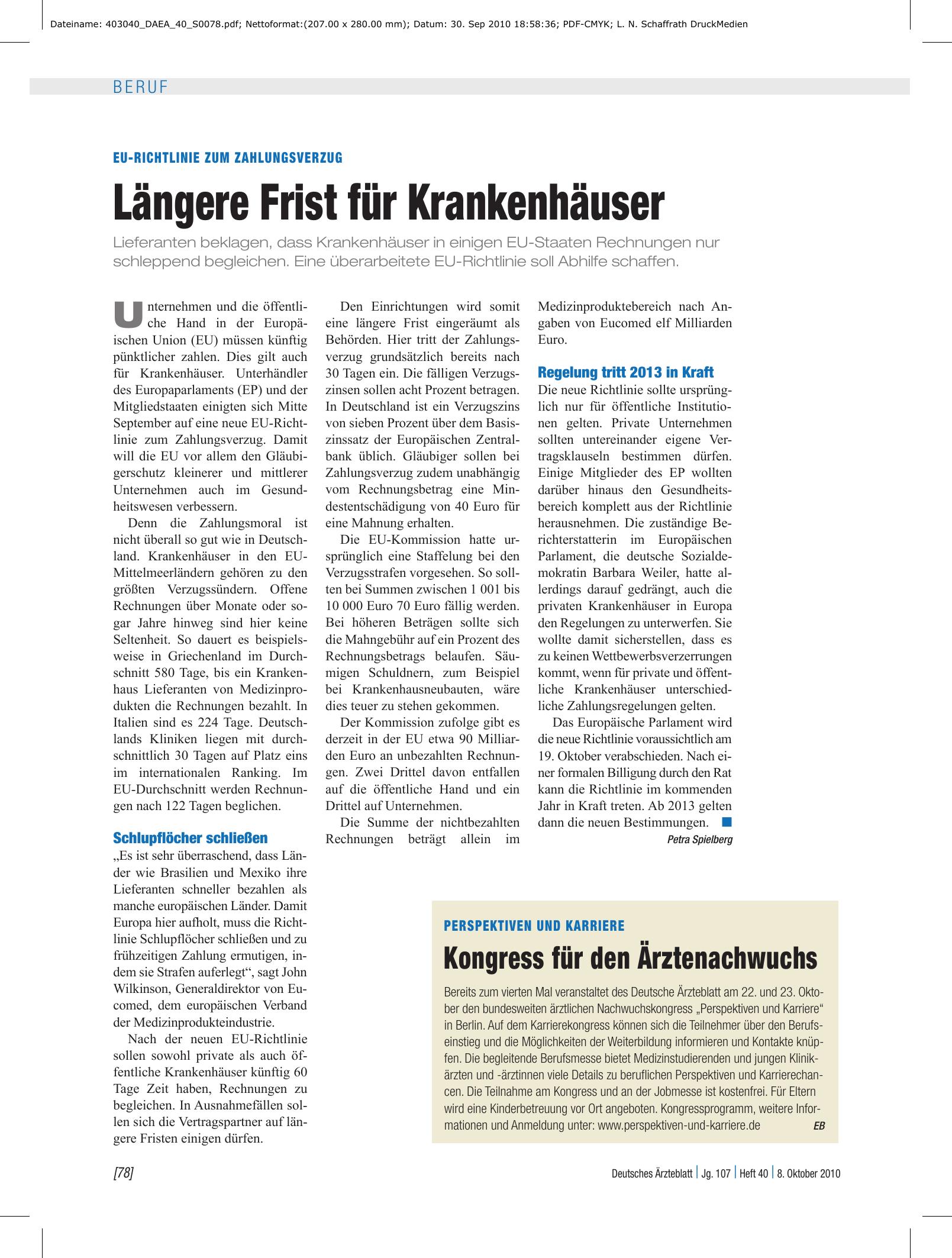 Vorschauseite 1: Perspektiven und Karriere: Kongress für den Ärztenachwuchs – Deutsches Ärzteblatt