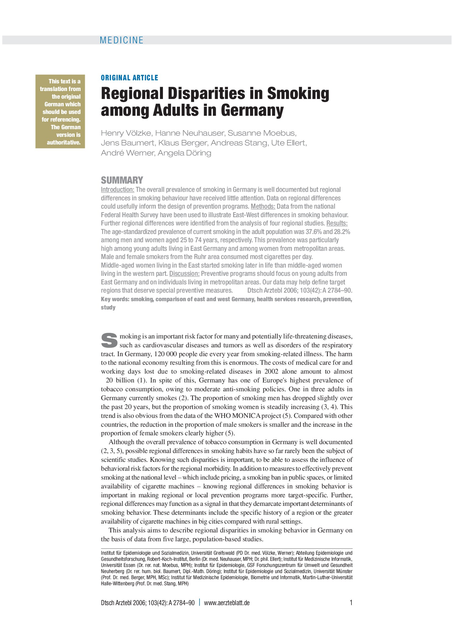 Vorschauseite 1: Rauchen – Deutsches Ärzteblatt