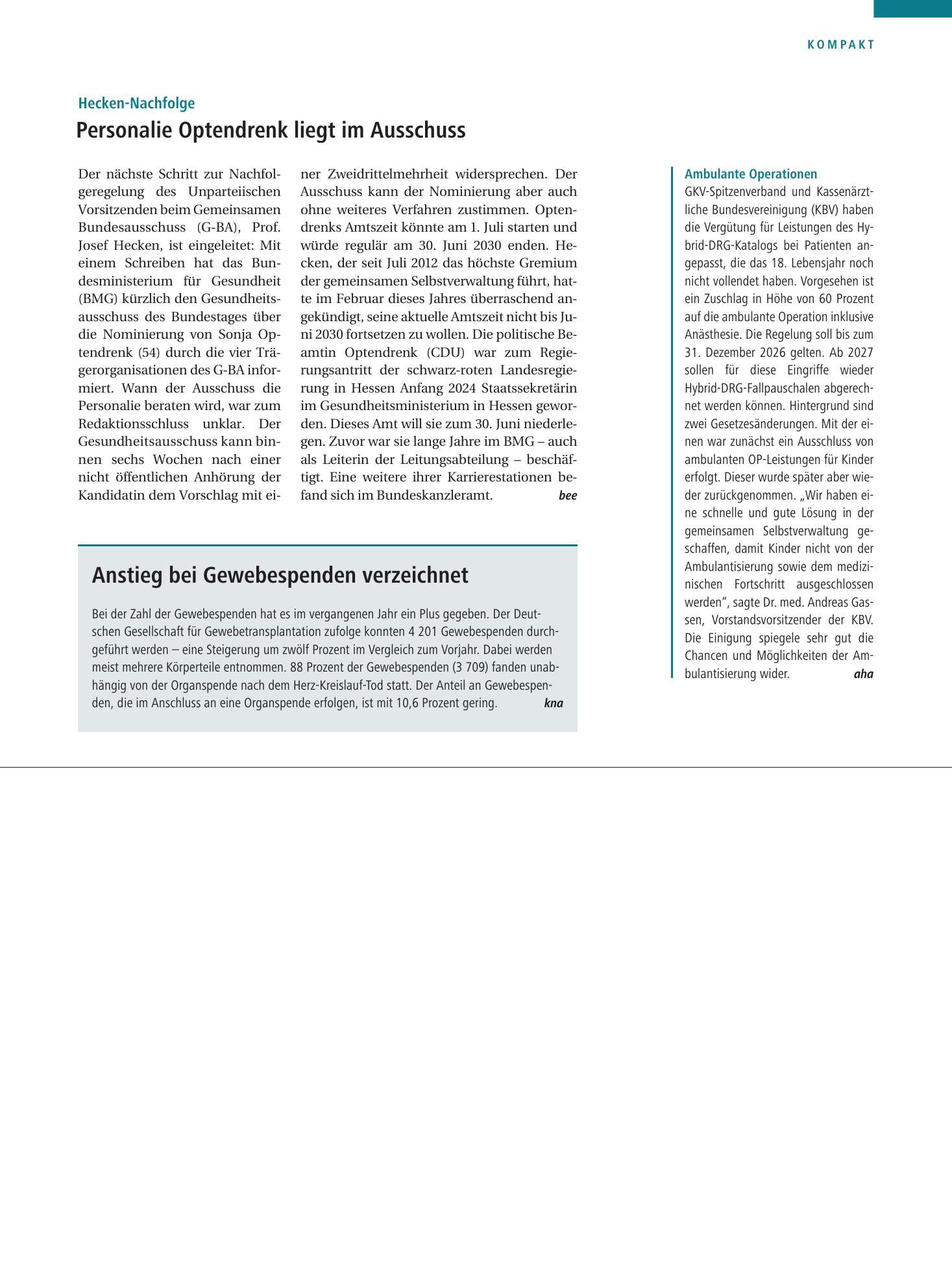 Vorschauseite 1: Ambulante Operationen – Deutsches Ärzteblatt