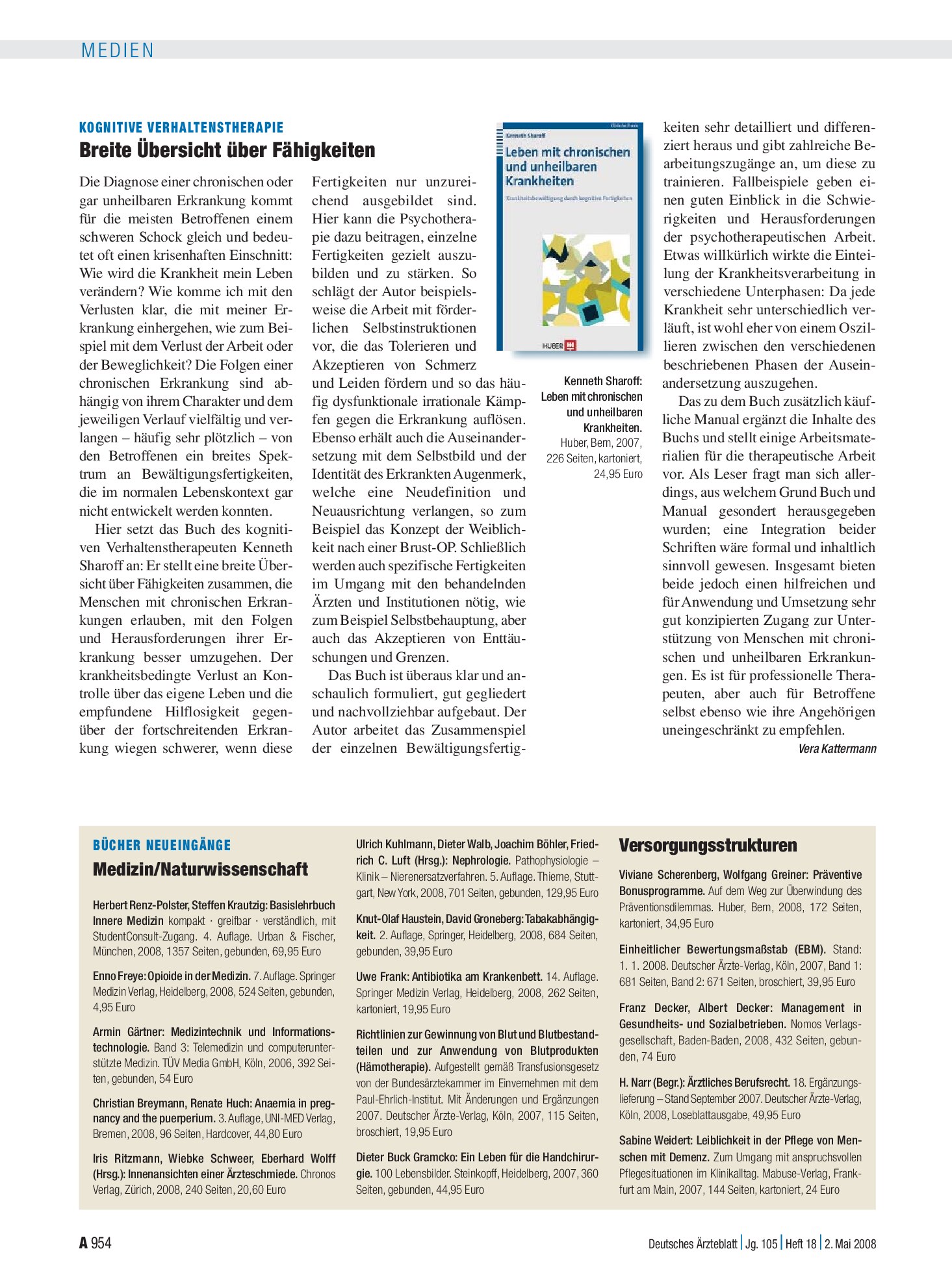 Vorschauseite 1: Kognitive Verhaltenstherapie: Breite Übersicht über Fähigkeiten – Deutsches Ärzteblatt