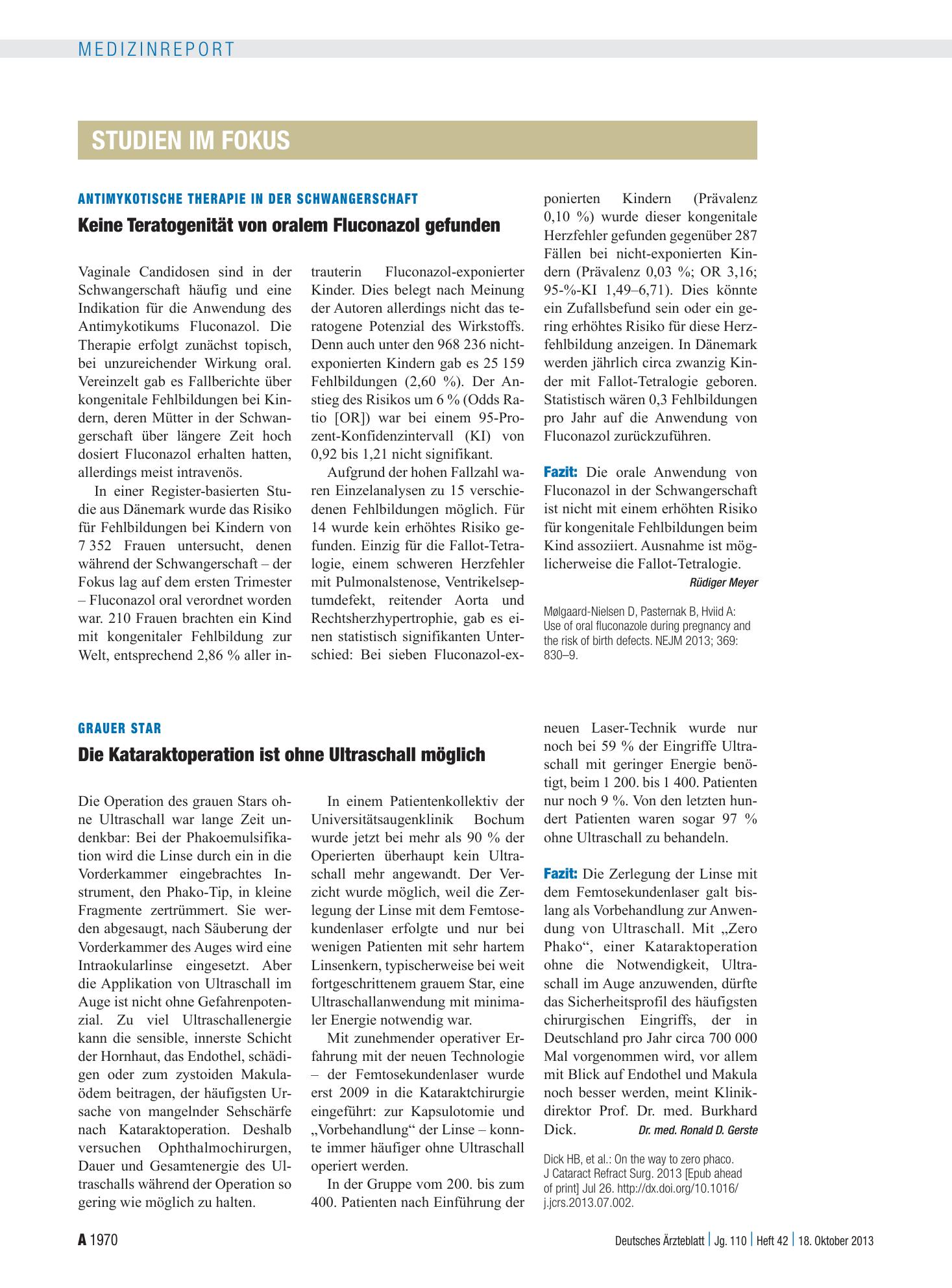 Vorschauseite 1: Grauer Star: Die Kataraktoperation ist ohne Ultraschall möglich – Deutsches Ärzteblatt