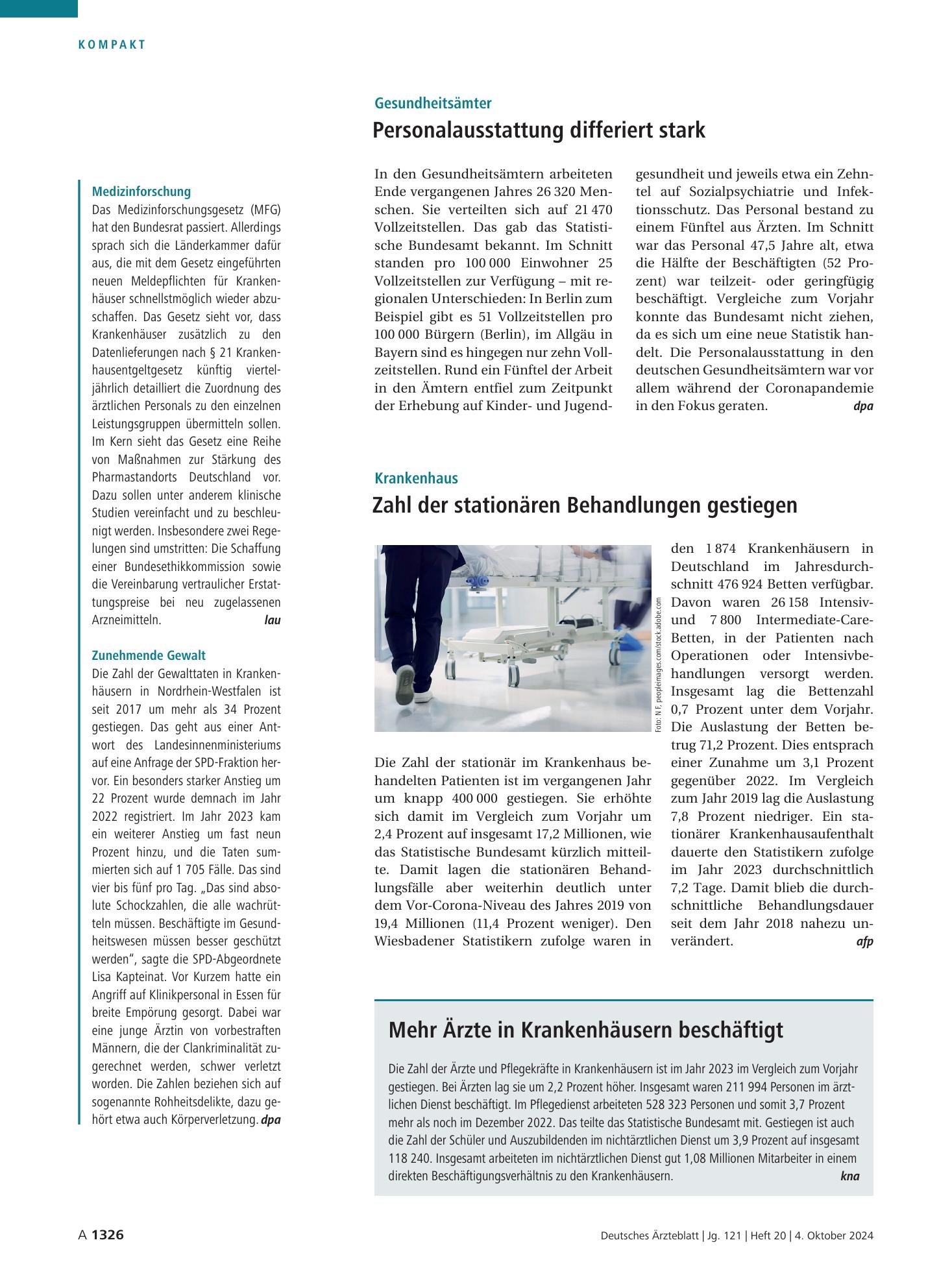 Vorschauseite 1: Gesundheitsämter: Personalausstattung differiert stark – Deutsches Ärzteblatt