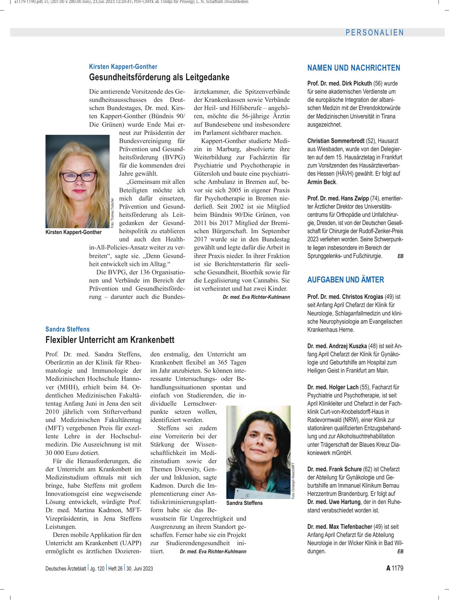 Vorschauseite 1: Aufgaben und Ämter – Deutsches Ärzteblatt