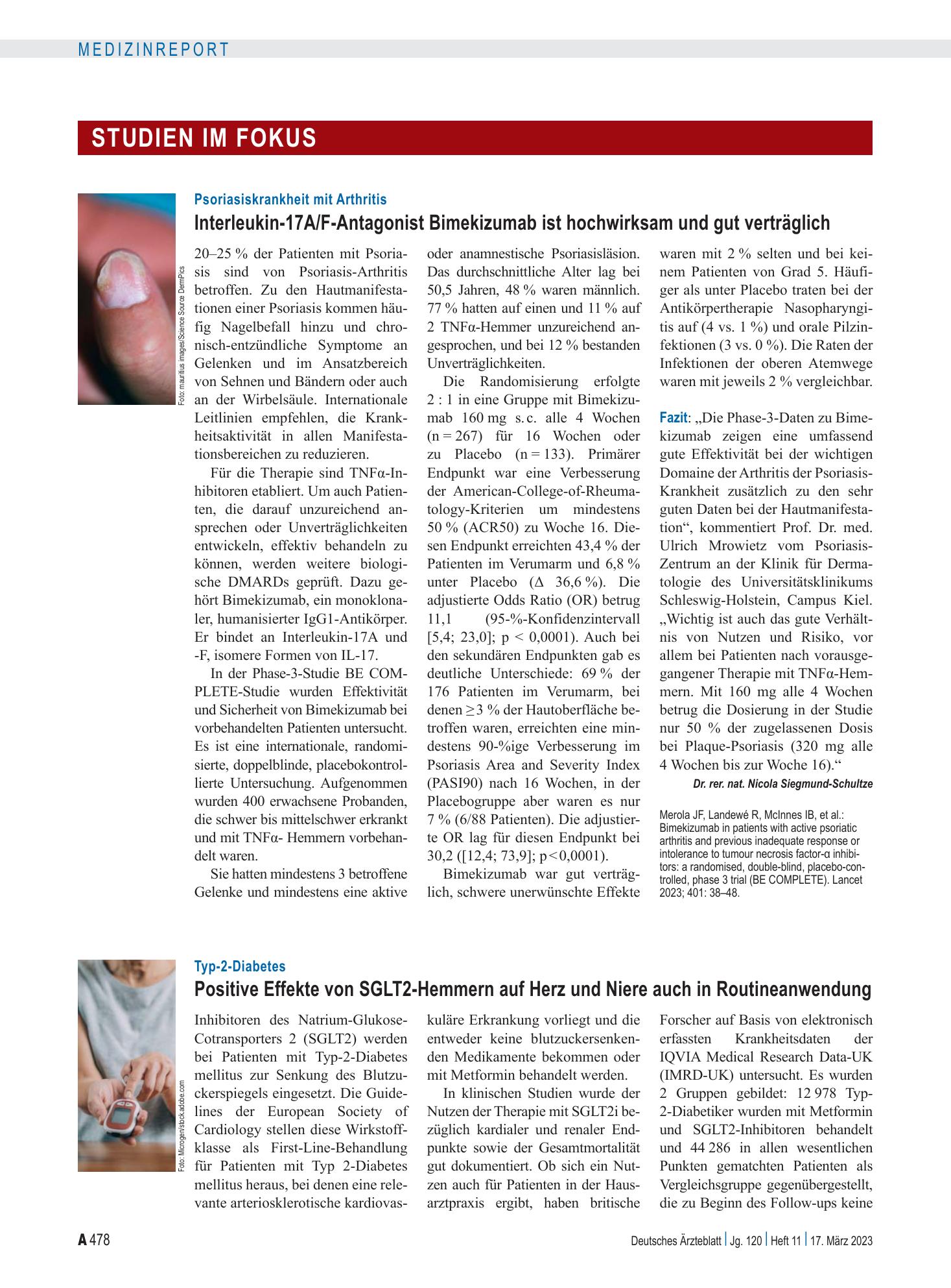 Vorschauseite 1: Typ-2-Diabetes: Positive Effekte von SGLT2-Hemmern auf Herz und Niere auch in Routineanwendung – Deutsches Ärzteblatt