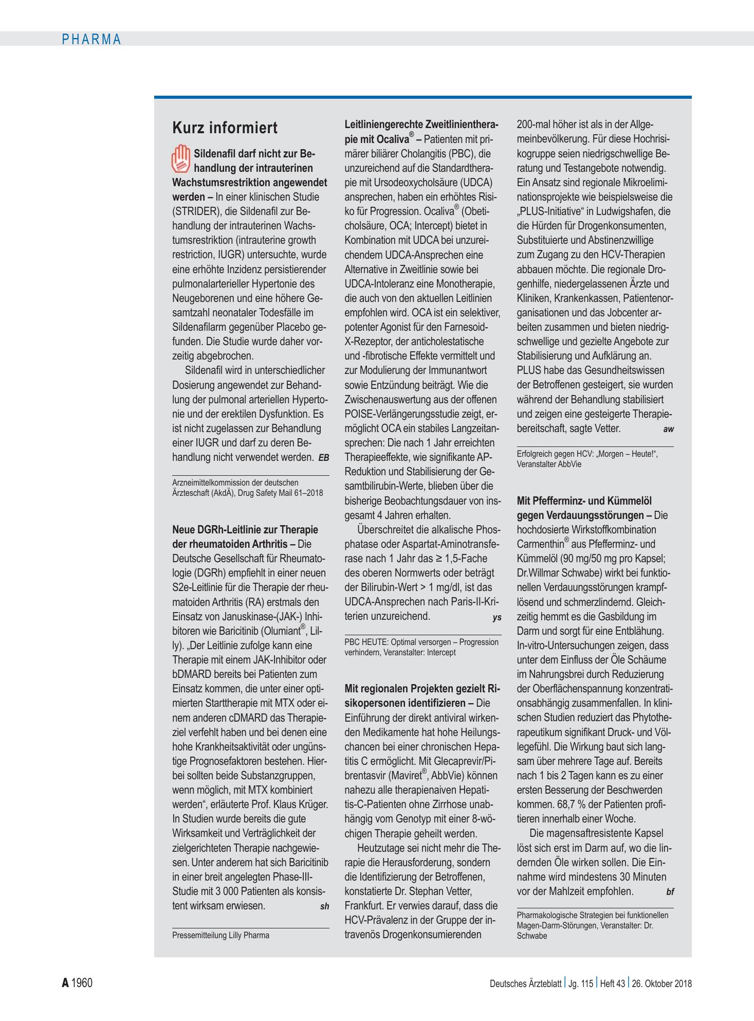 Vorschauseite 1: Kurz informiert – Deutsches Ärzteblatt