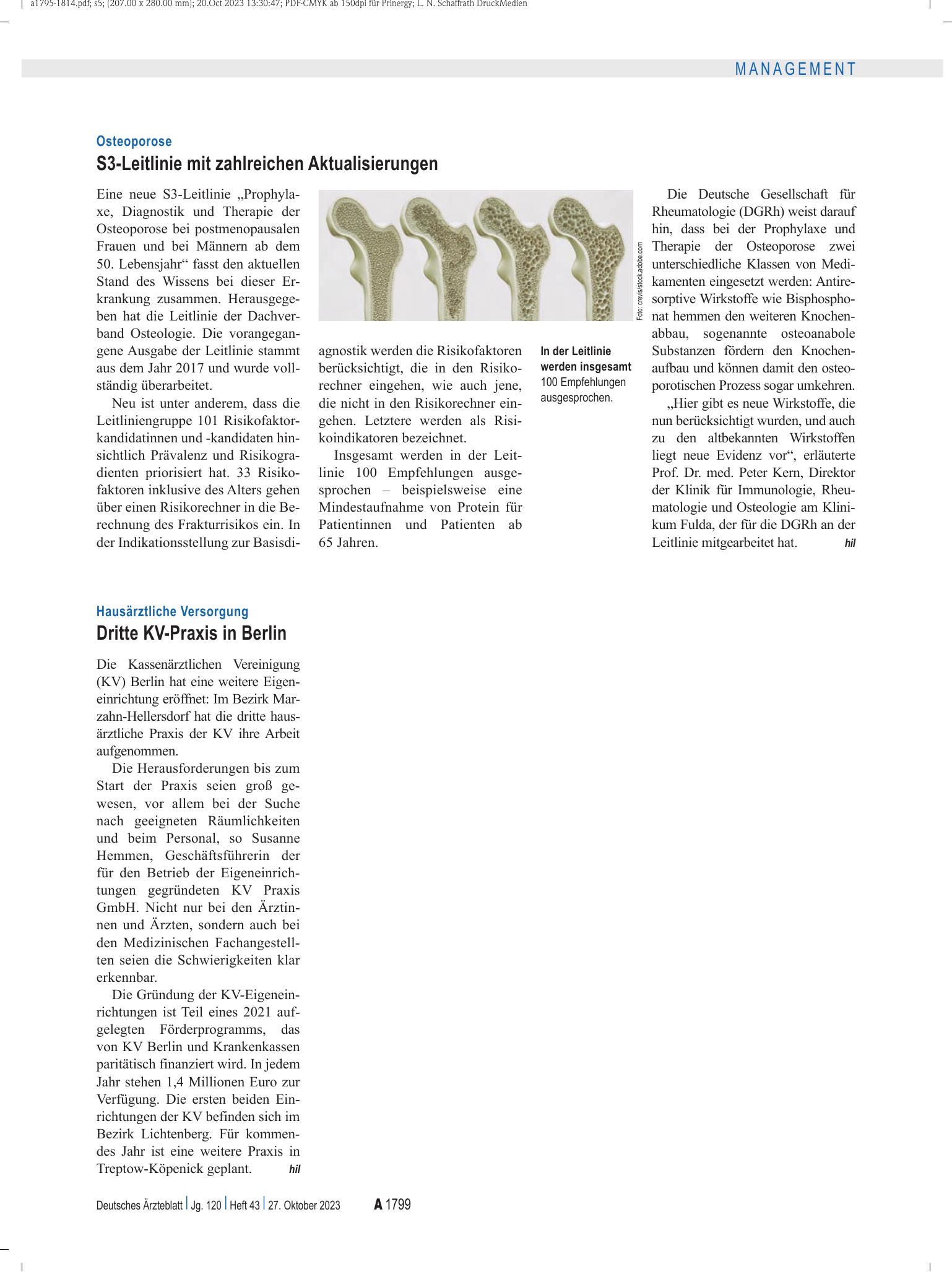 Vorschauseite 1: Hausärztliche Versorgung: Dritte KV-Praxis in Berlin – Deutsches Ärzteblatt