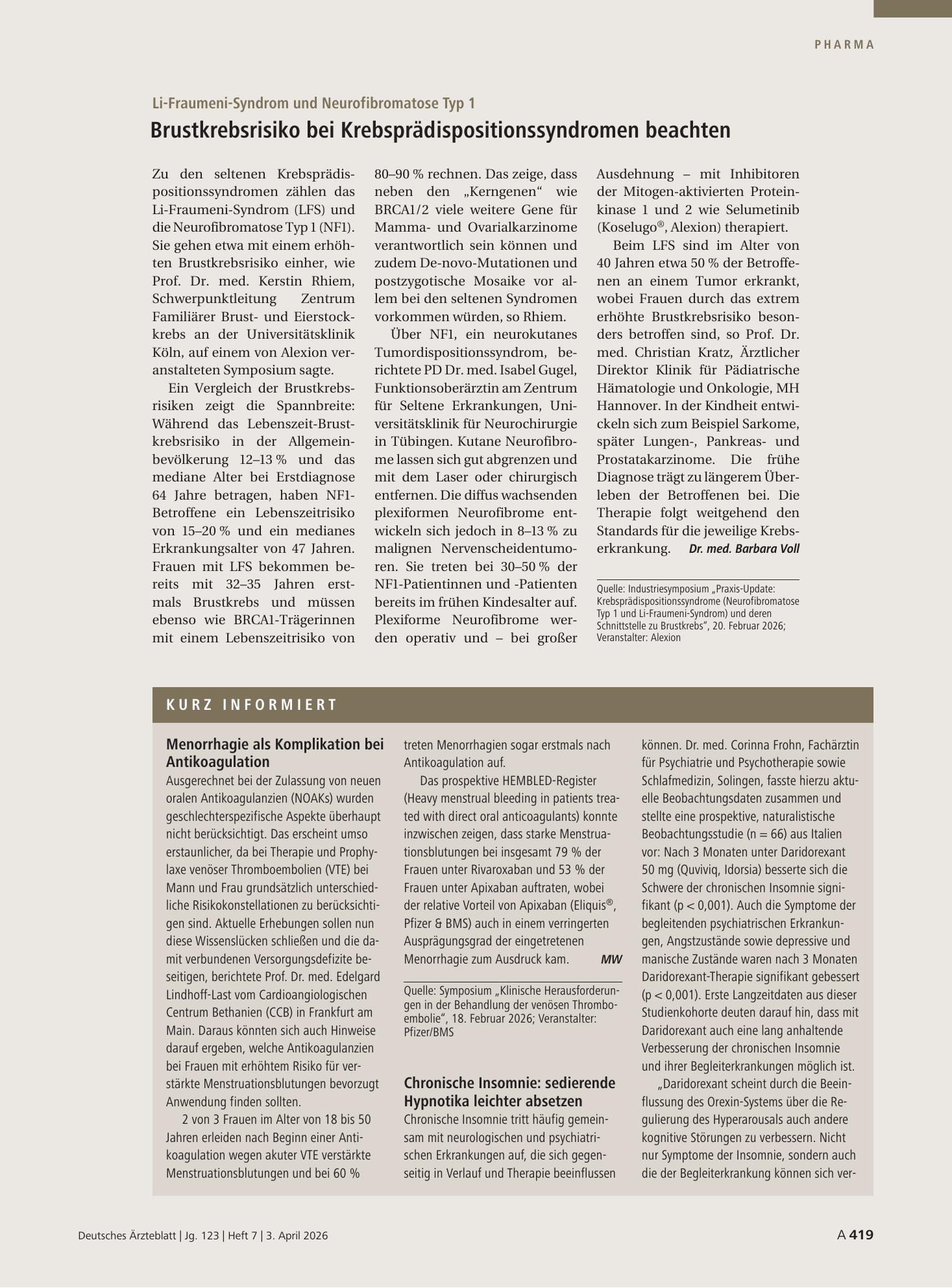 Vorschauseite 1: Kurz informiert – Deutsches Ärzteblatt
