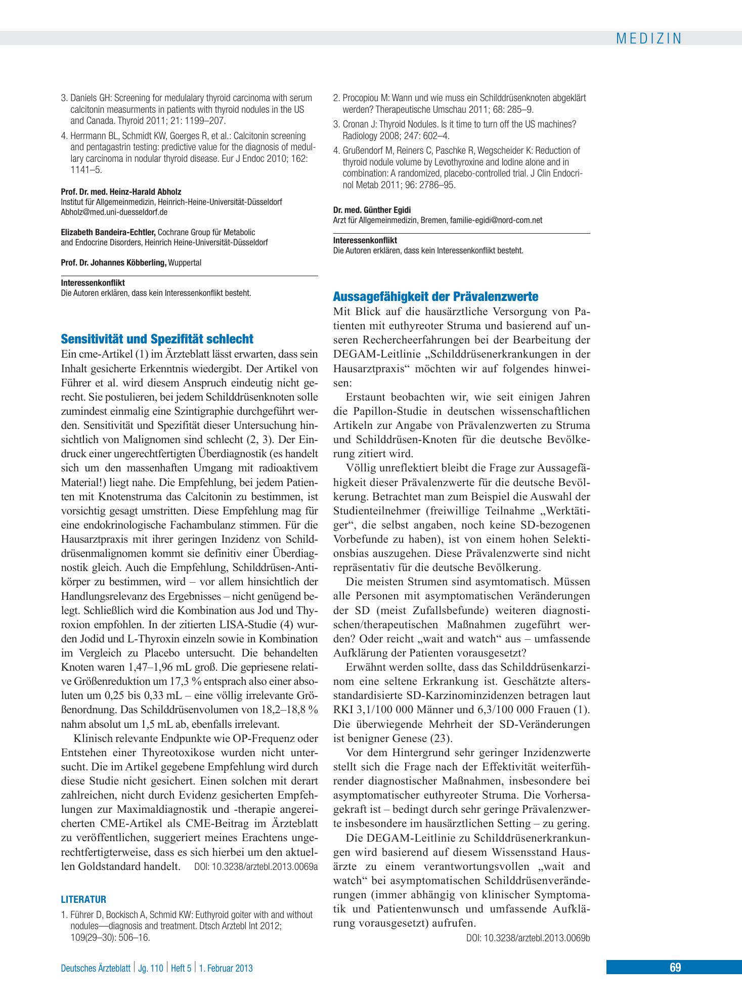 Vorschauseite 1: Aussagefähigkeit der Prävalenzwerte – Deutsches Ärzteblatt