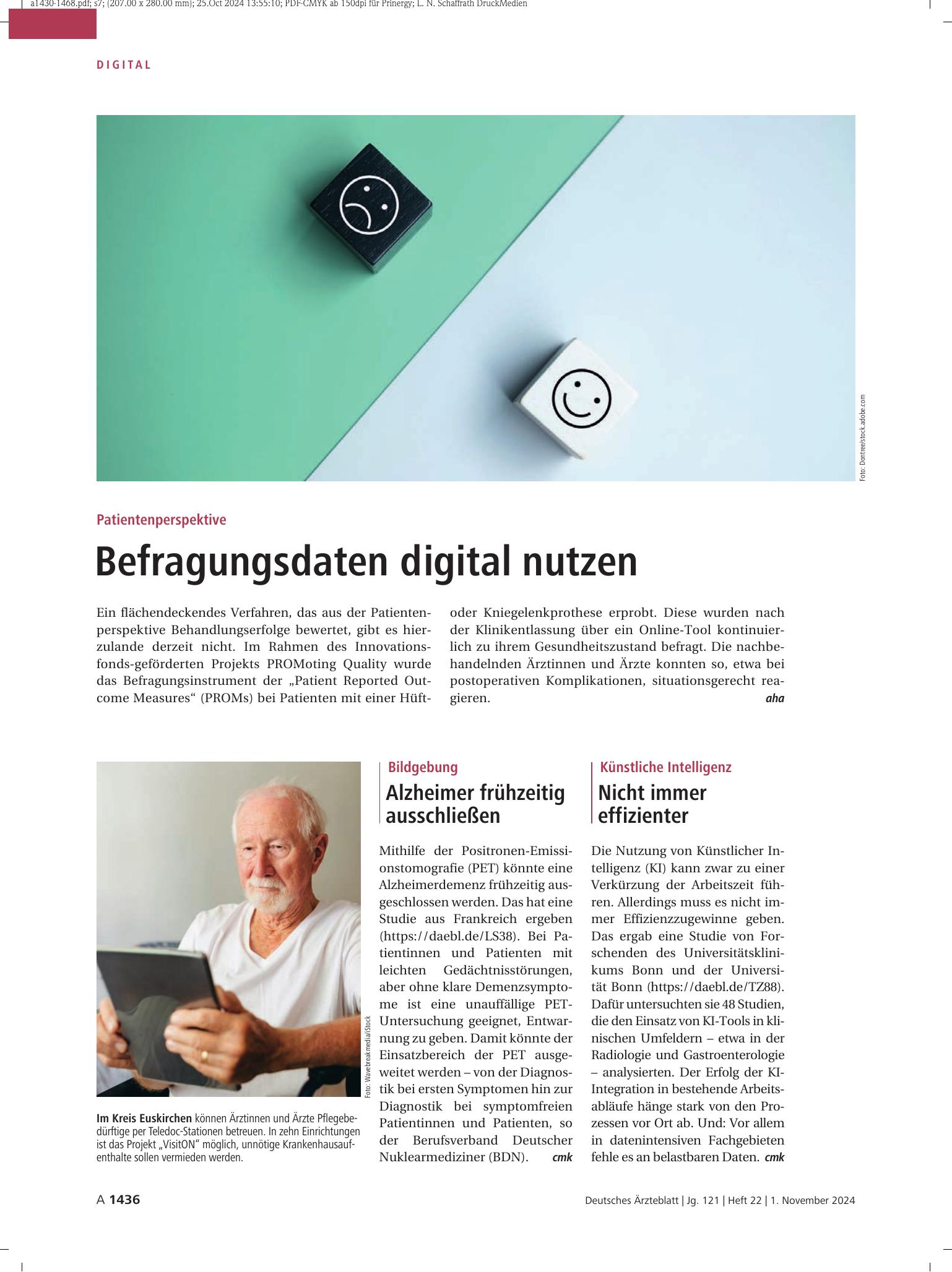 Vorschauseite 1: Projekt „VisitON“ – Deutsches Ärzteblatt