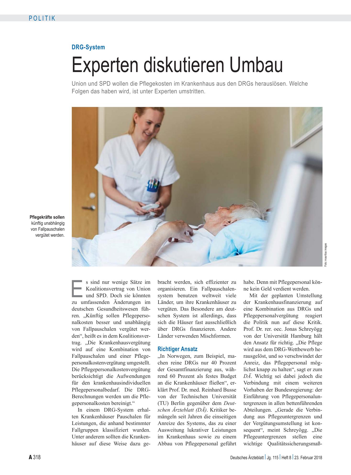 Vorschauseite 1: DRG-System: Experten diskutieren Umbau – Deutsches Ärzteblatt