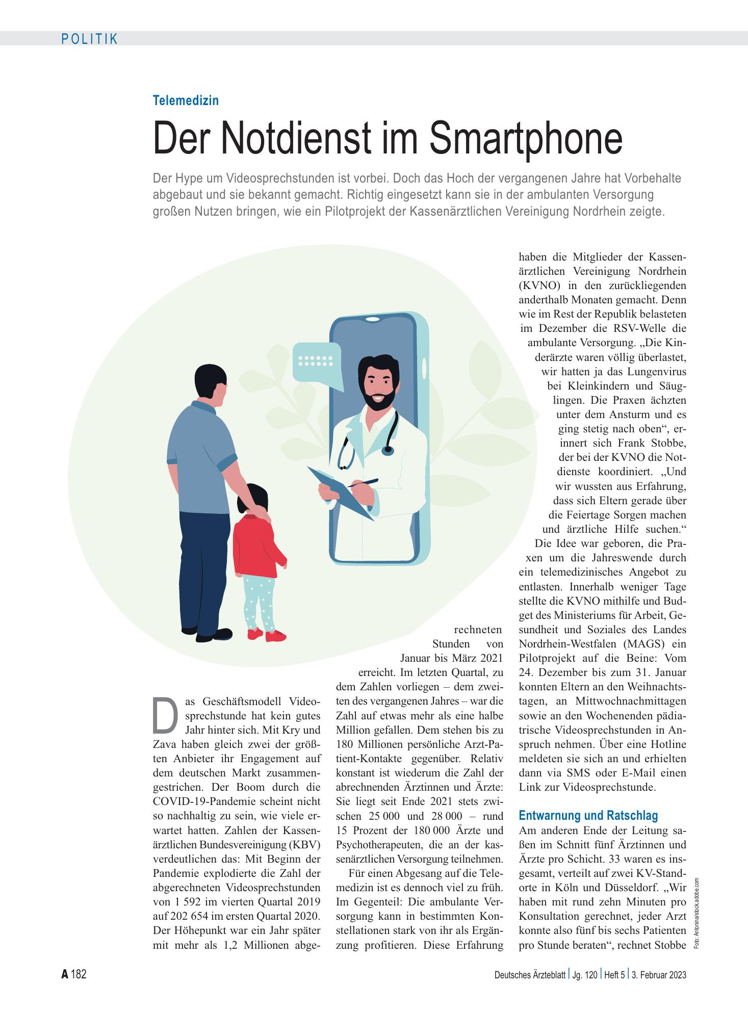 Vorschauseite 1: Telemedizin: Der Notdienst im Smartphone – Deutsches Ärzteblatt
