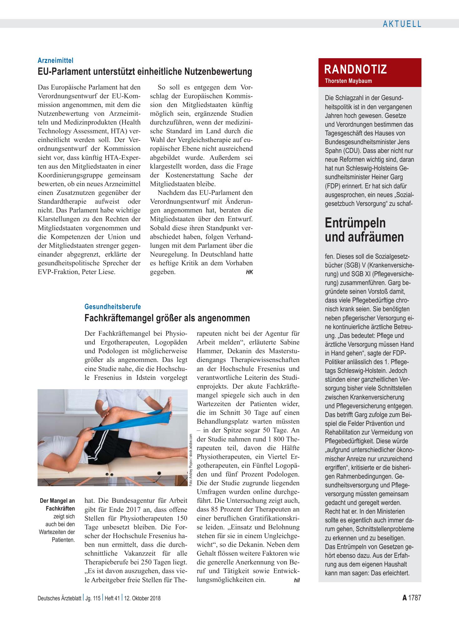 Vorschauseite 1: Randnotiz: Entrümpeln und aufräumen – Deutsches Ärzteblatt