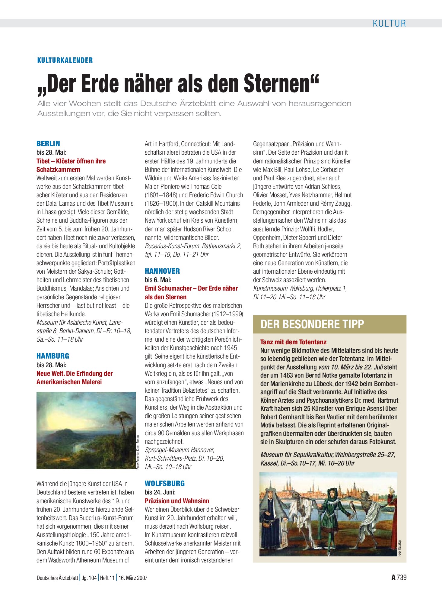 Vorschauseite 1: Kulturkalender: „Der Erde näher als den Sternen“ – Deutsches Ärzteblatt