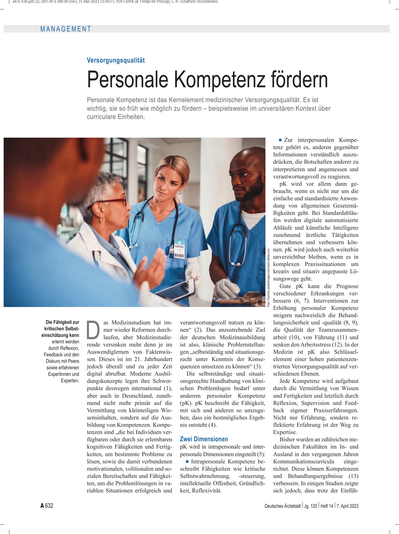 Vorschauseite 1: Versorgungsqualität: Personale Kompetenz fördern – Deutsches Ärzteblatt