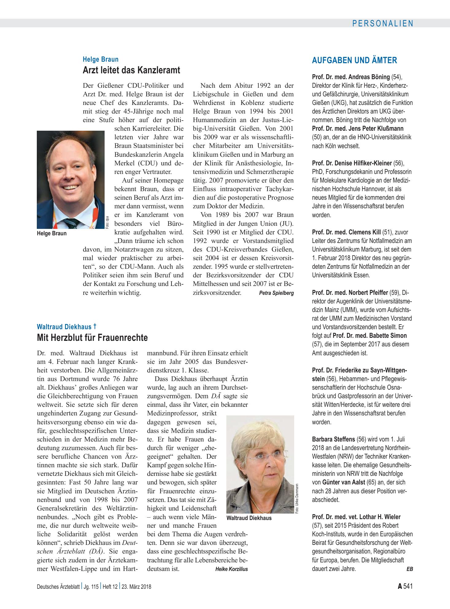 Vorschauseite 1: Aufgaben und Ämter – Deutsches Ärzteblatt