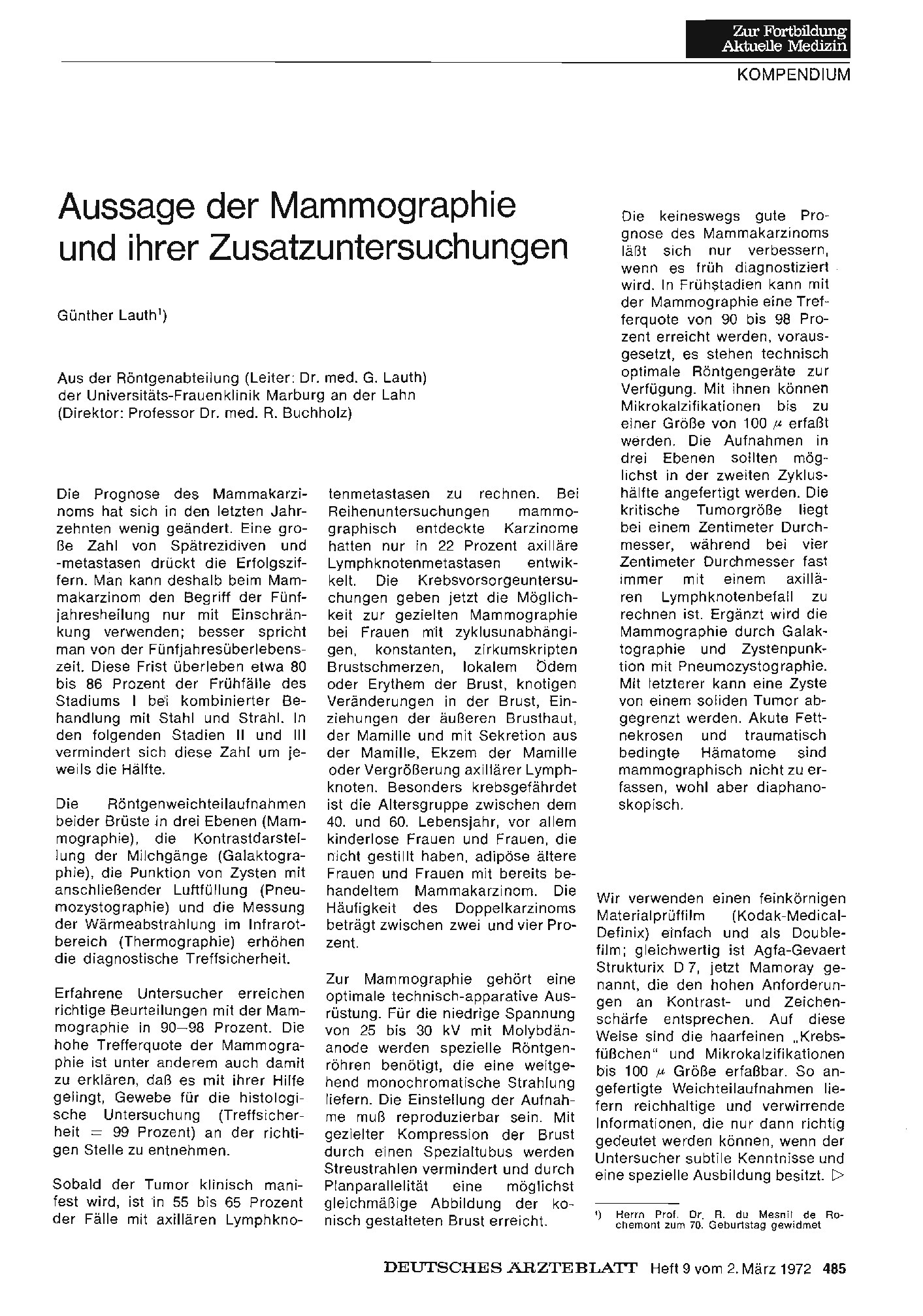 Vorschauseite 1: Aussage der Mammographie und ihrer Zusatzuntersuchungen