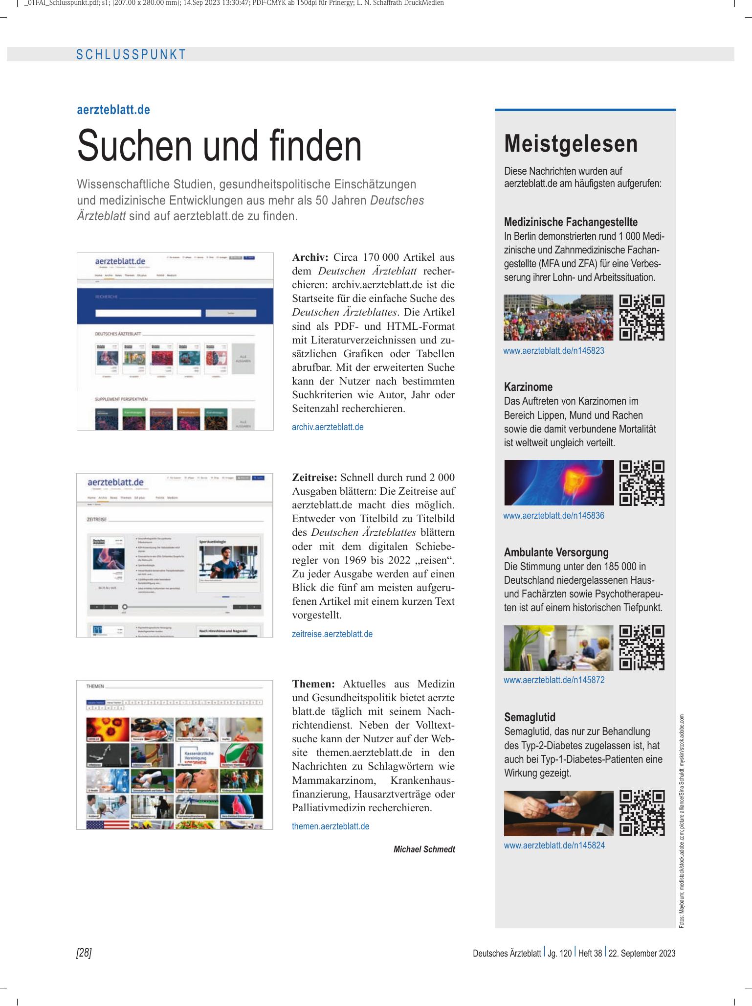 Vorschauseite 1: Meistgelesen – Deutsches Ärzteblatt