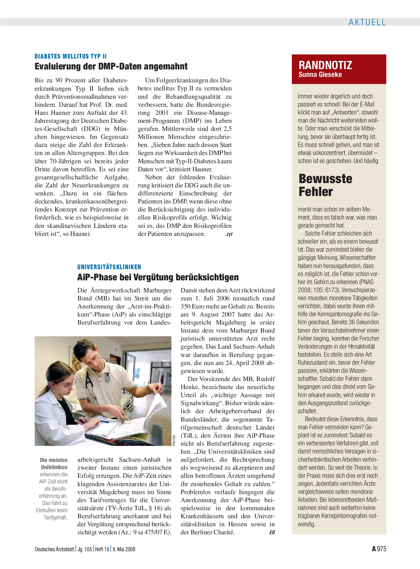 Vorschauseite 1: Diabetes mellitus Typ II: Evaluierung der DMP-Daten angemahnt – Deutsches Ärzteblatt