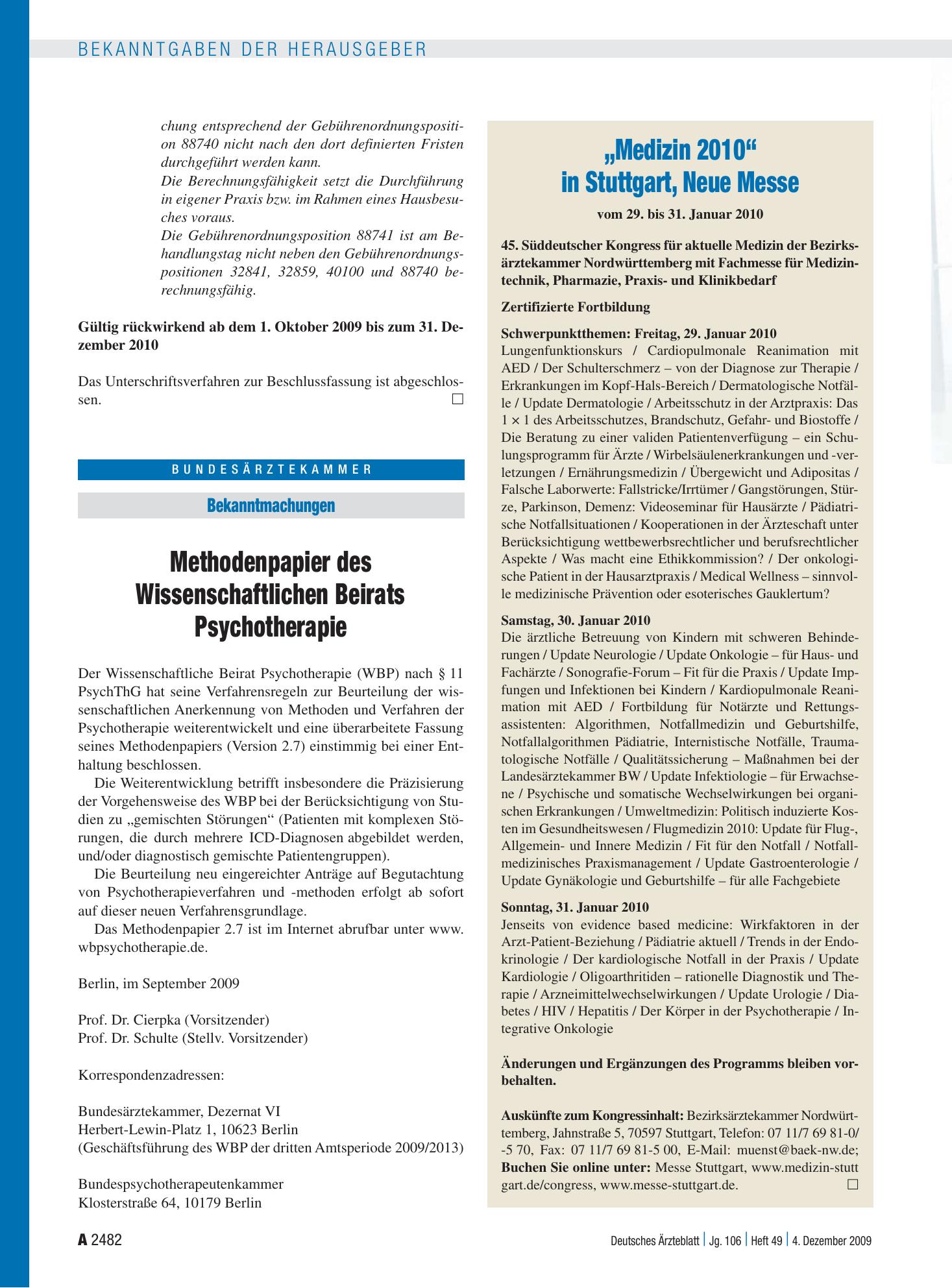 Vorschauseite 1: Methodenpapier des Wissenschaftlichen Beirats Psychotherapie – Deutsches Ärzteblatt