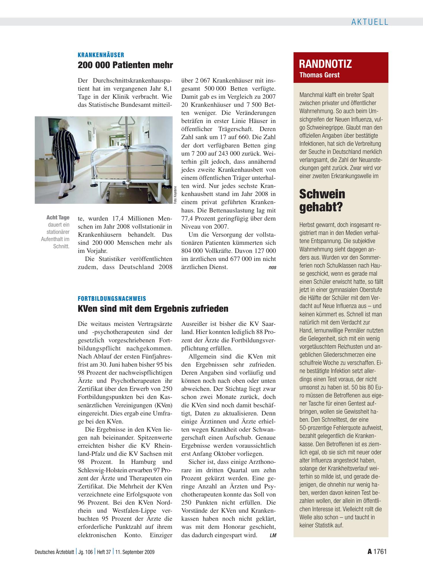 Vorschauseite 1: Randnotiz: Schwein gehabt? – Deutsches Ärzteblatt