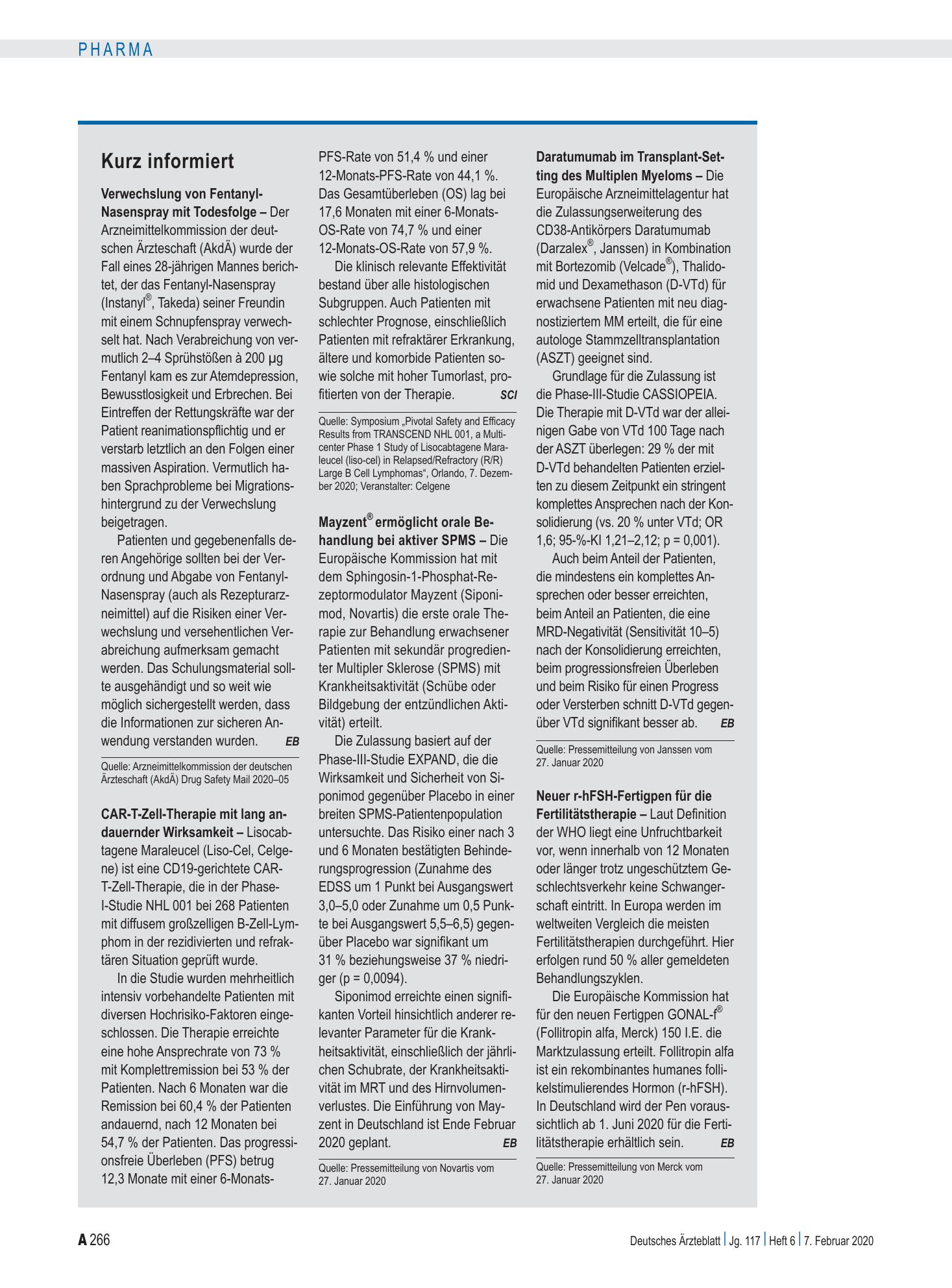 Vorschauseite 1: Kurz informiert – Deutsches Ärzteblatt