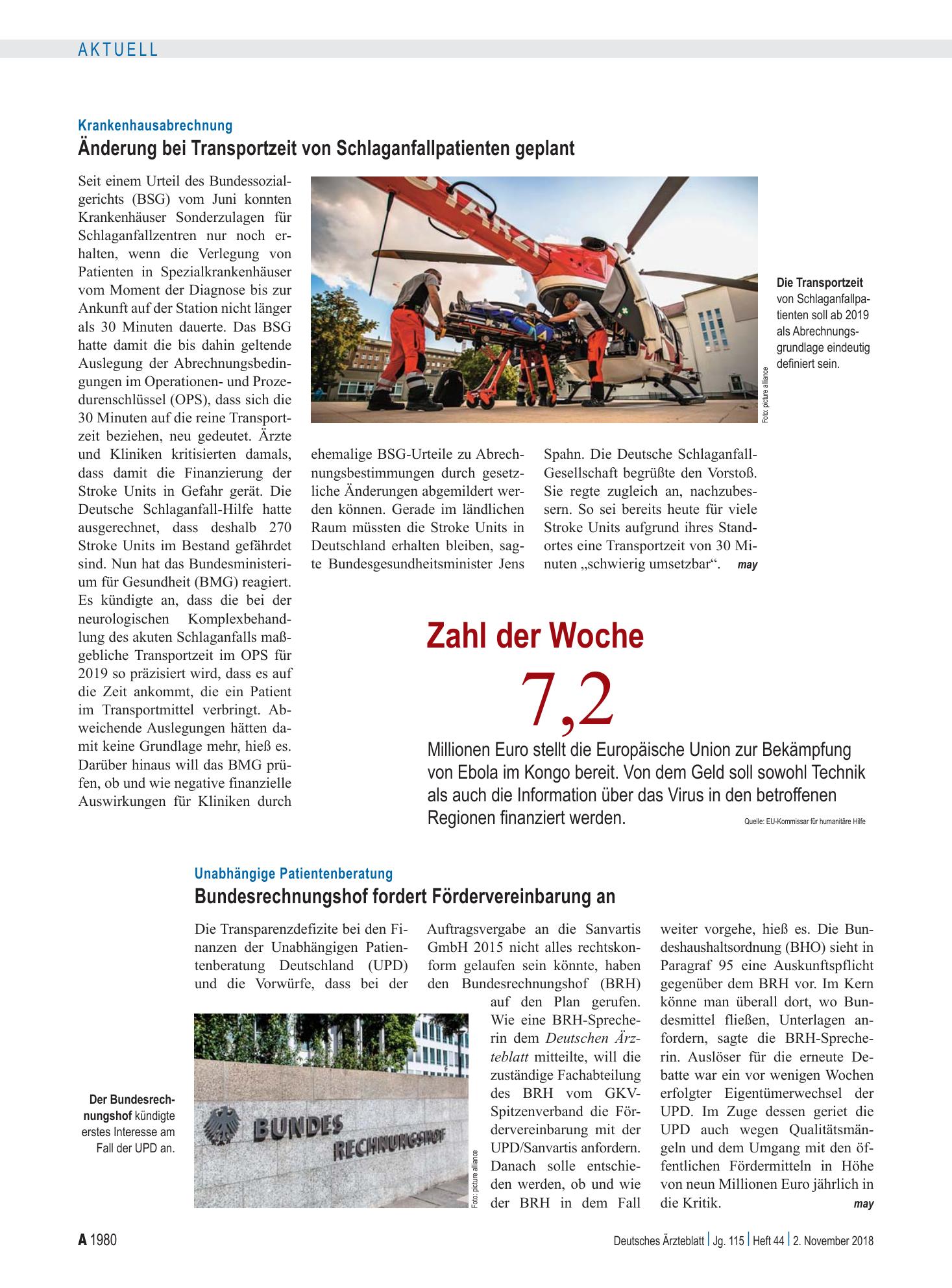 Vorschauseite 1: Zahl der Woche 7,2 – Deutsches Ärzteblatt