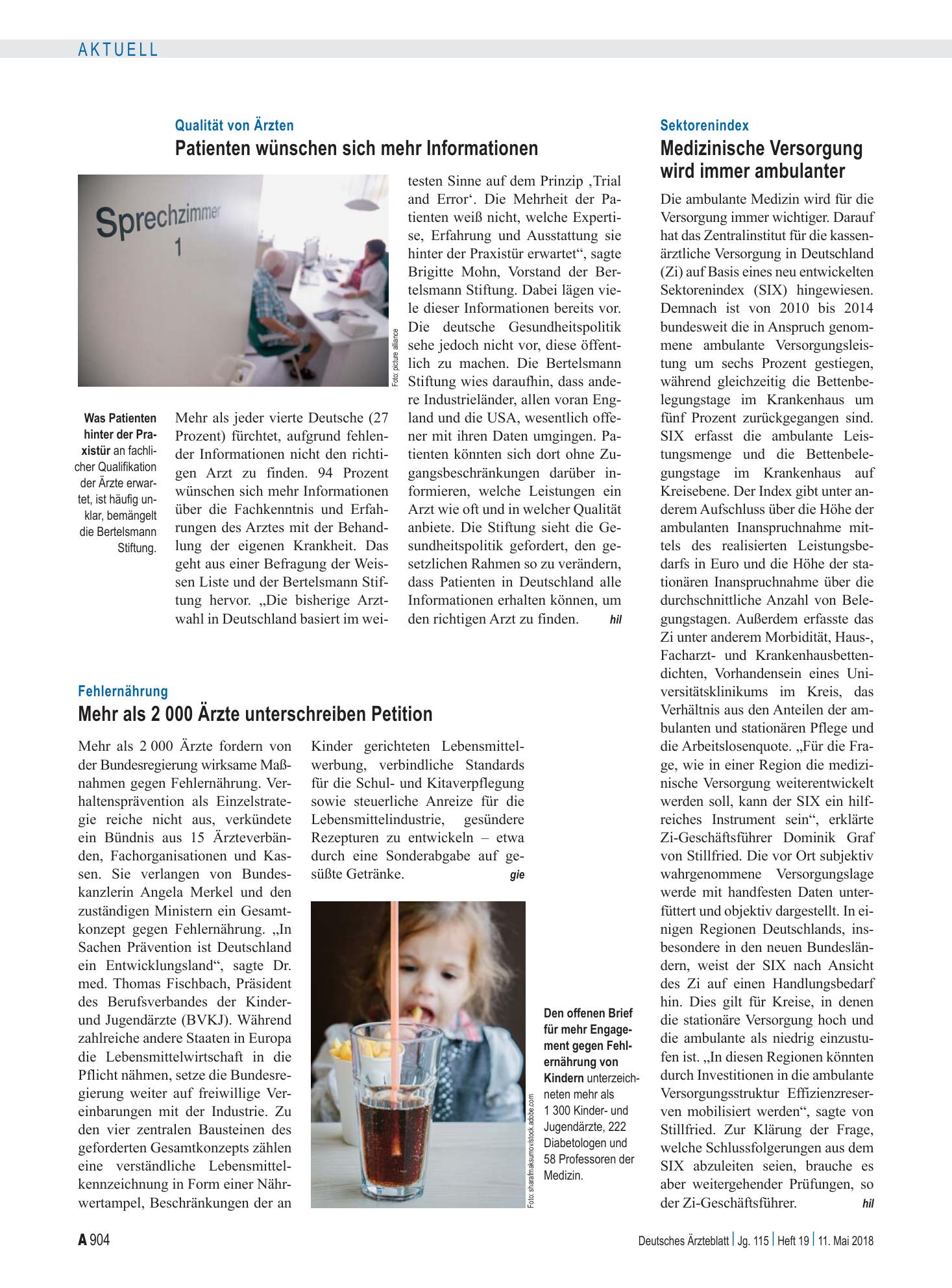 Vorschauseite 1: Sektorenindex: Medizinische Versorgung wird immer ambulanter – Deutsches Ärzteblatt