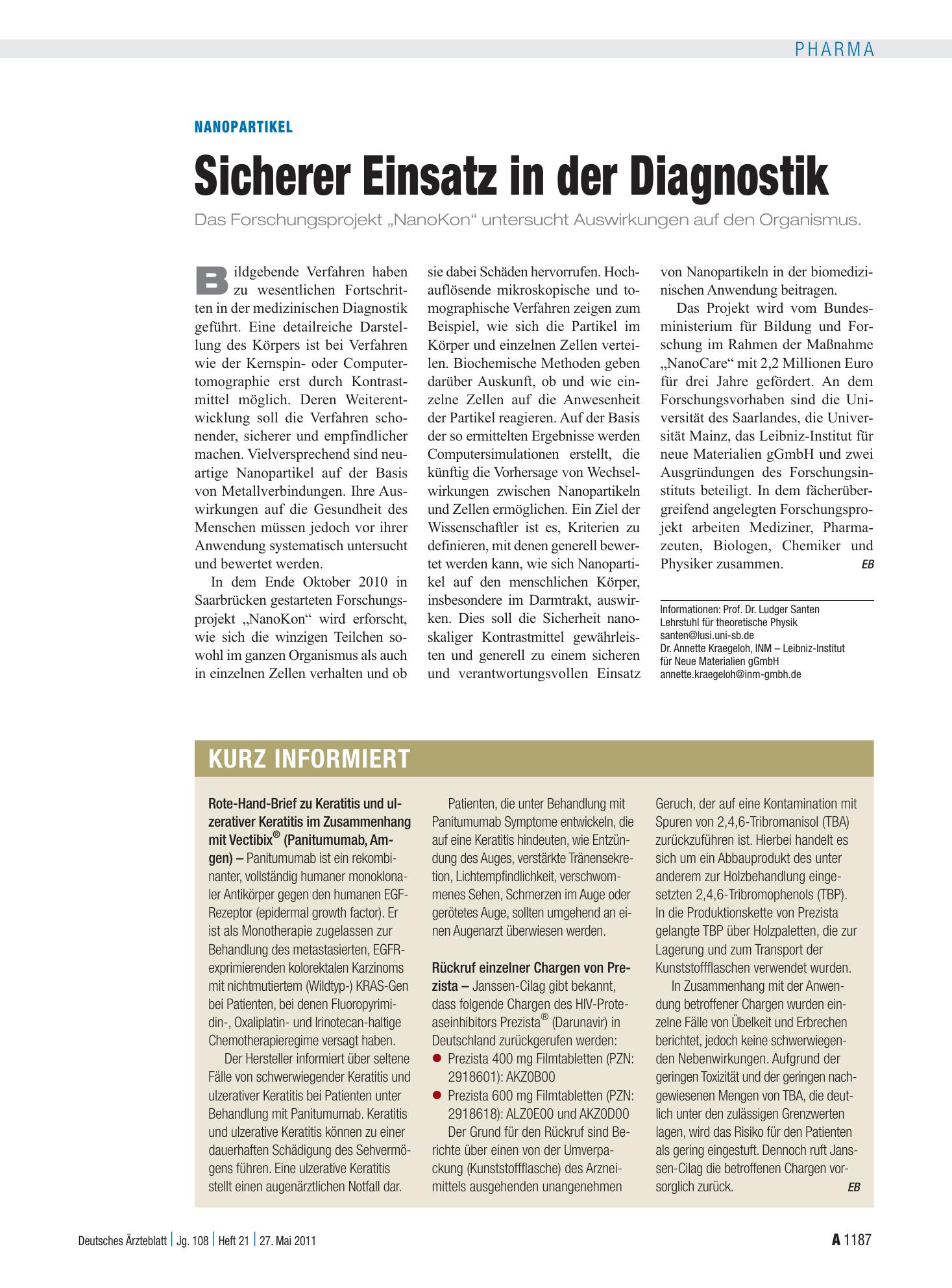 Vorschauseite 1: Kurz informiert – Deutsches Ärzteblatt