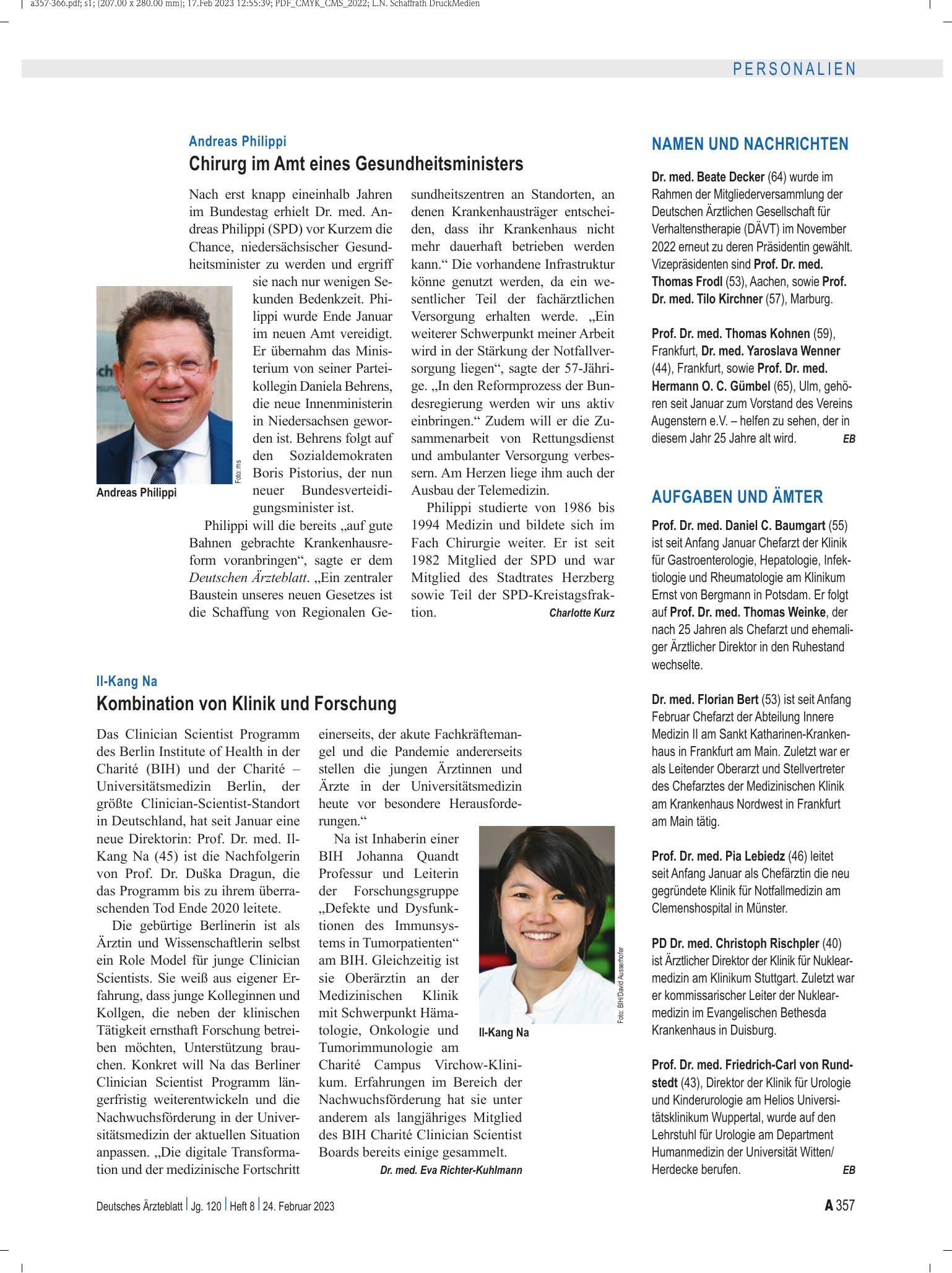 Vorschauseite 1: Aufgaben und Ämter – Deutsches Ärzteblatt
