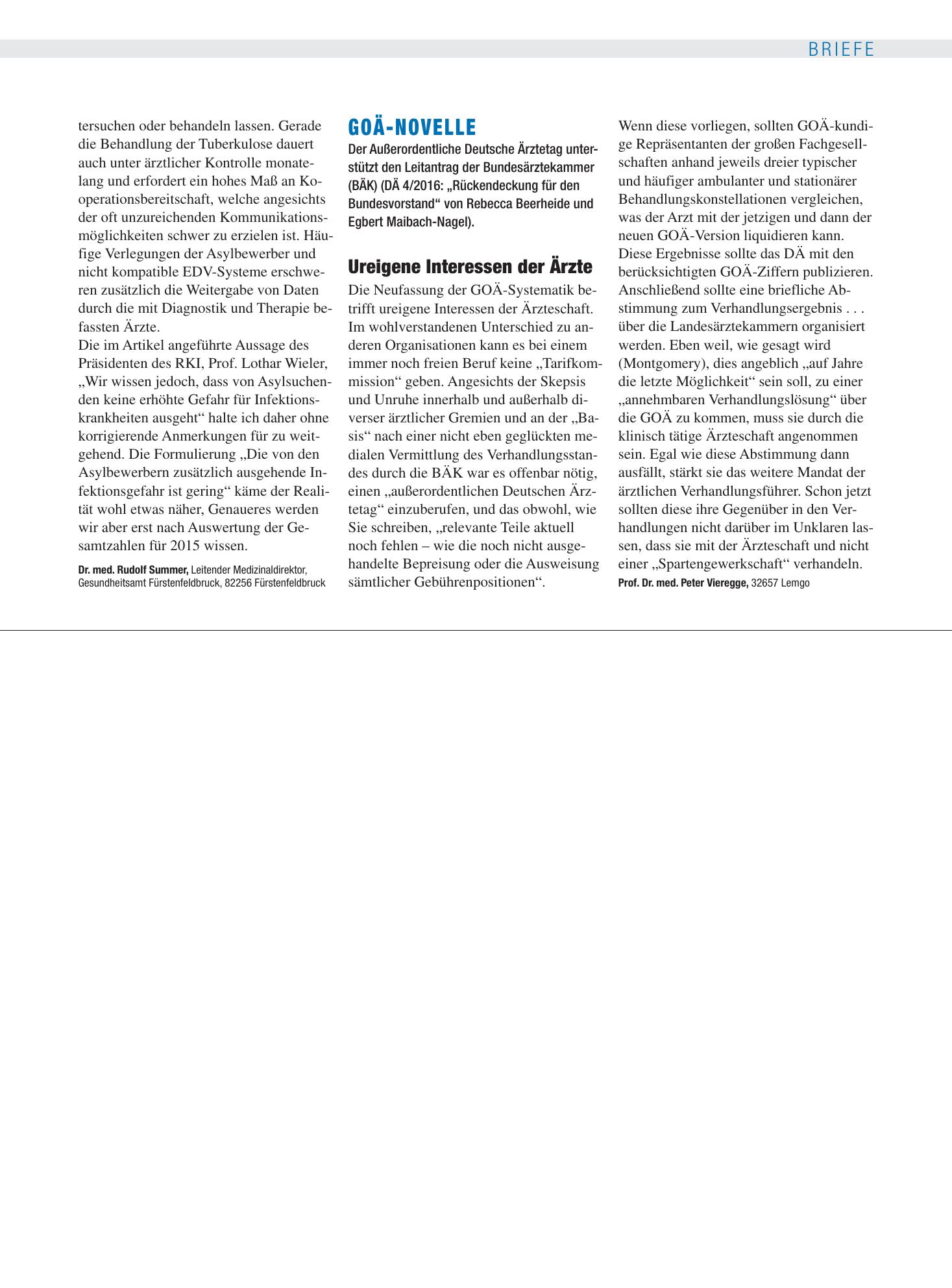 Vorschauseite 1: GOÄ-Novelle: Ureigene Interessen der Ärzte – Deutsches Ärzteblatt